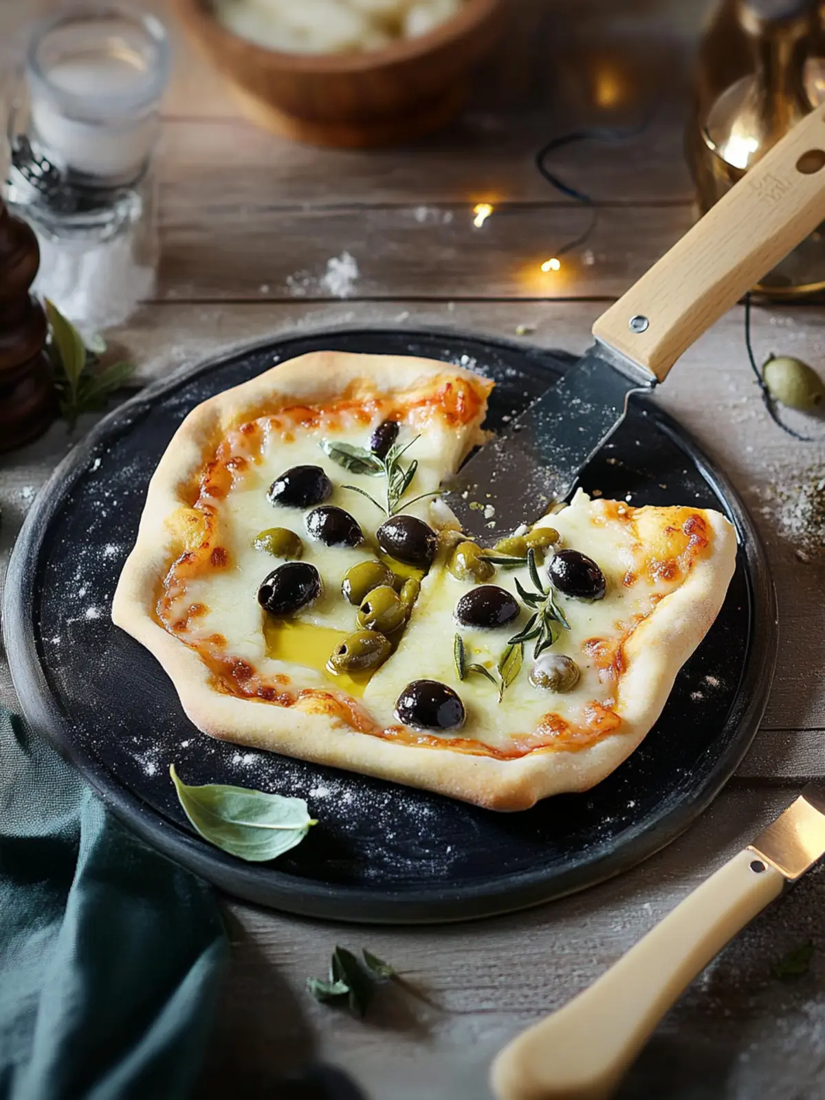 Pizza Raclette mit Oliven
