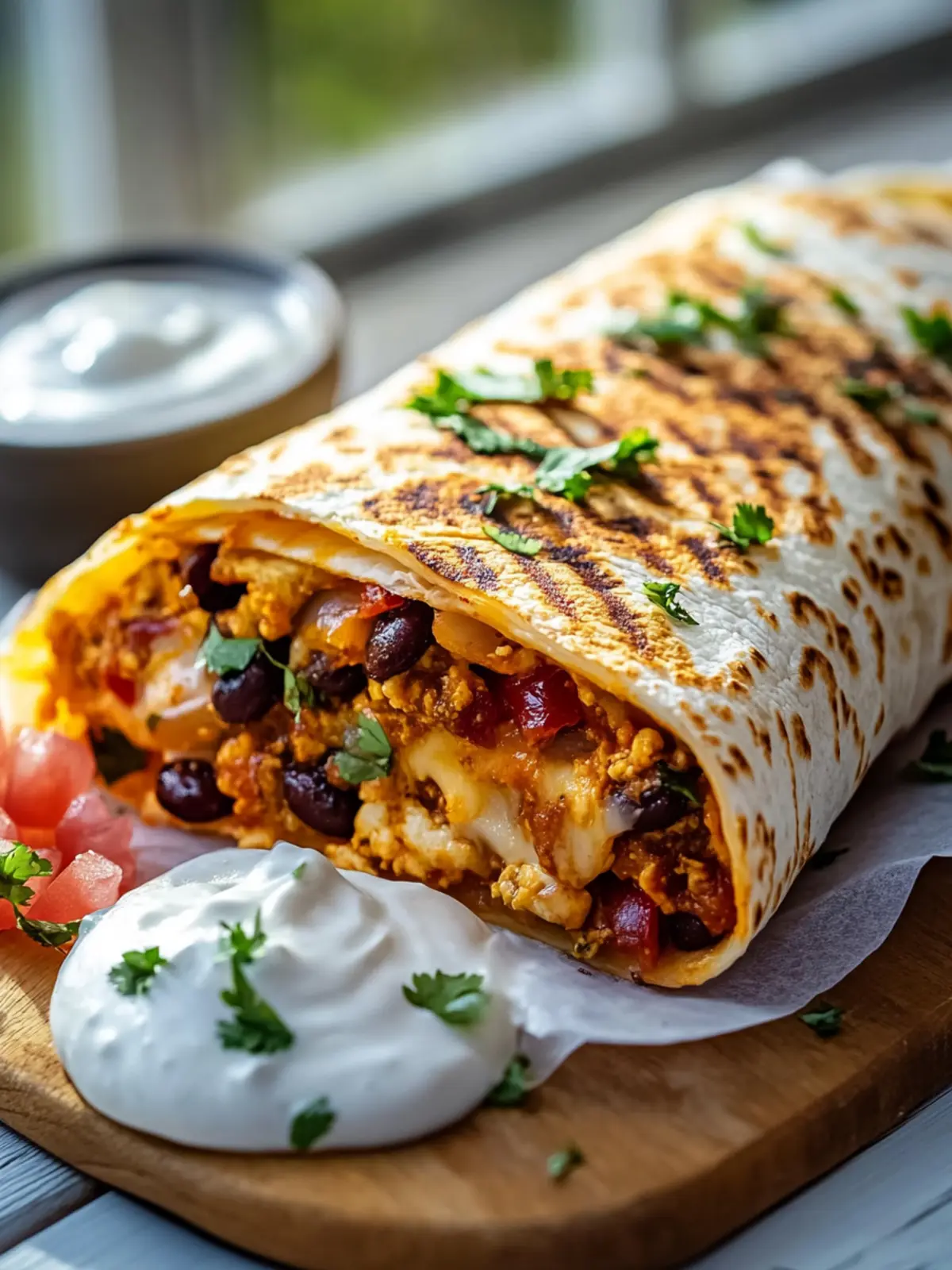 Saftiger gegrillter Käse Burrito