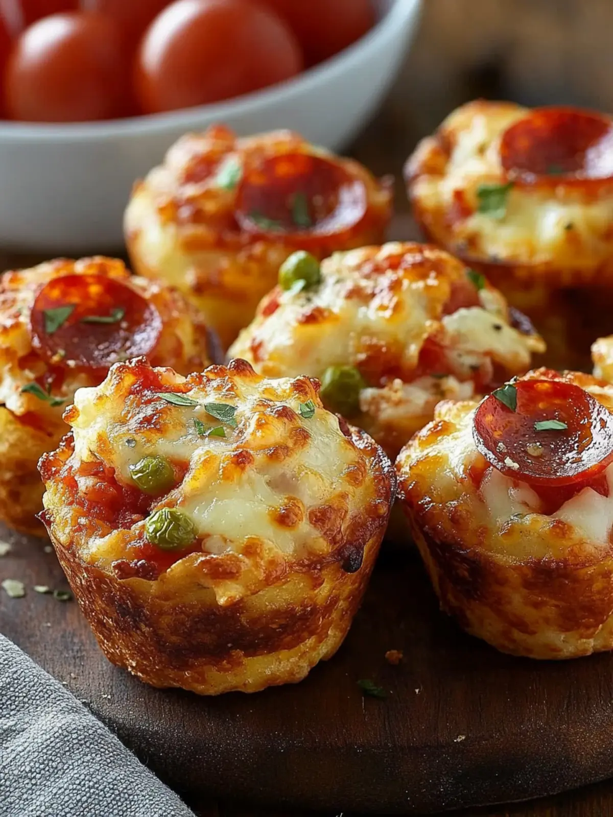Crispy Mini-Pizza-Muffins mit Pepperoni & Paprika