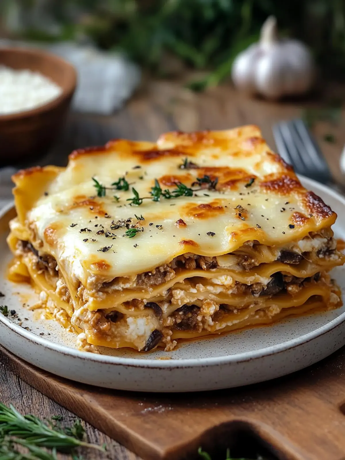 Cremige Kürbis Pilz Lasagne