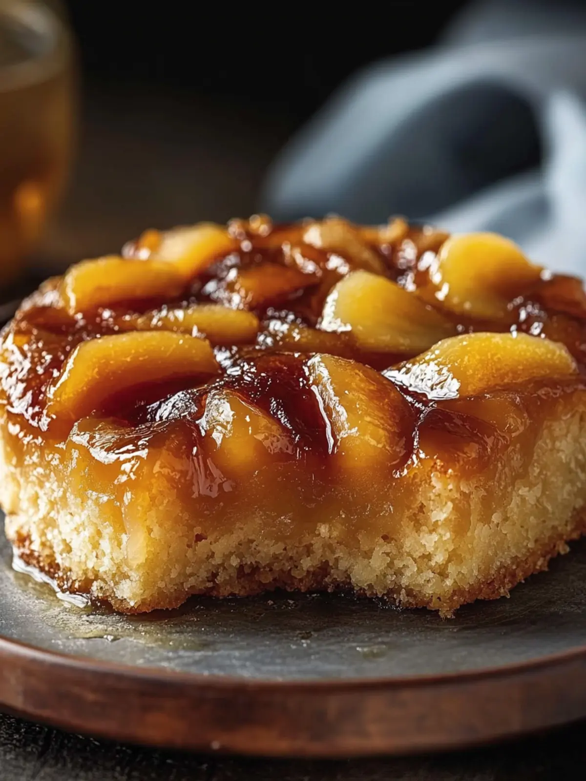 Apfel-Karamell-Kuchen auf dem Kopf