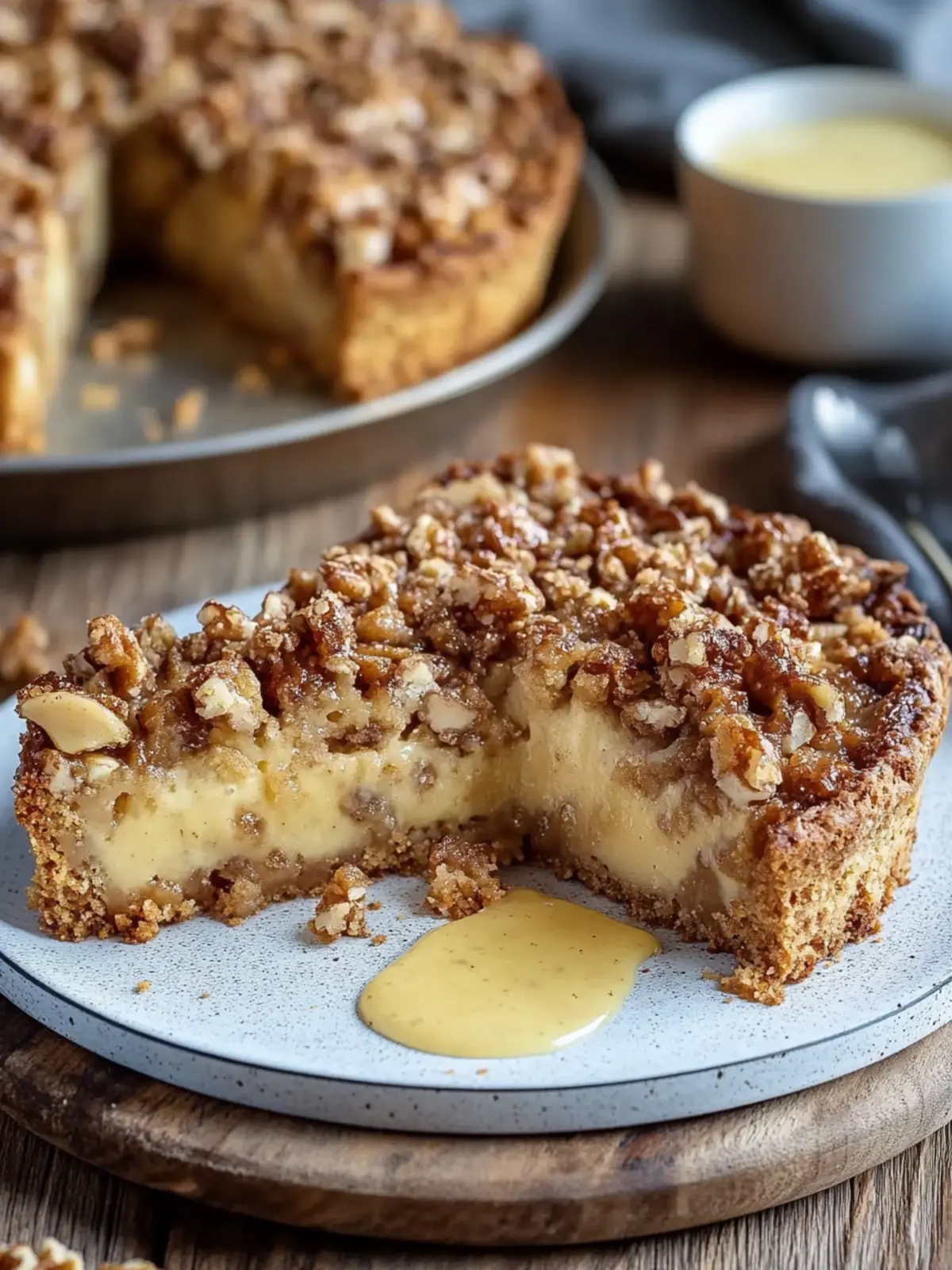 Pear-Walnut-Crumble Cake with Vanilla Sauce
