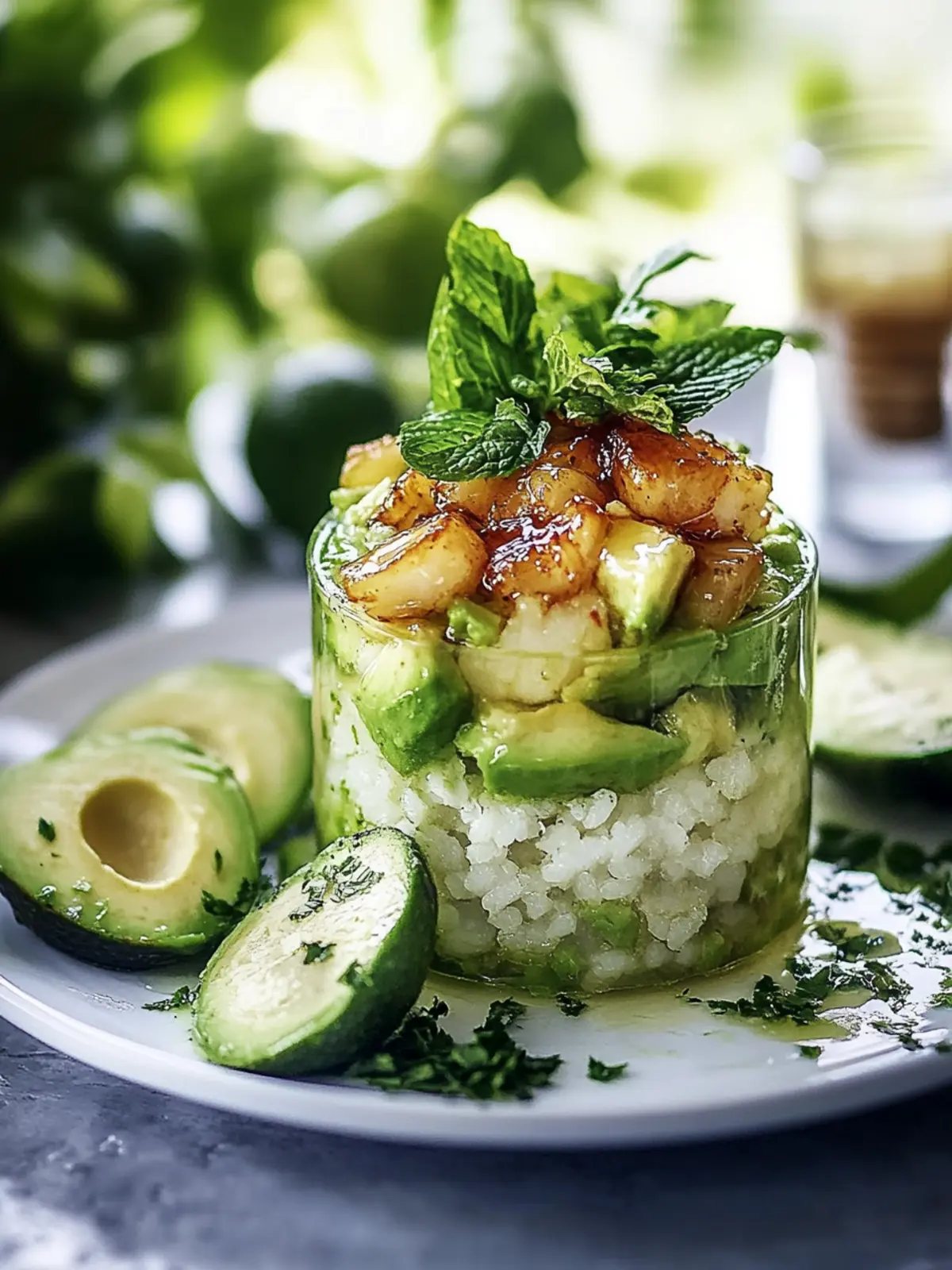 Delicious Honey-Lime Chicken-Avocado Rice Tower