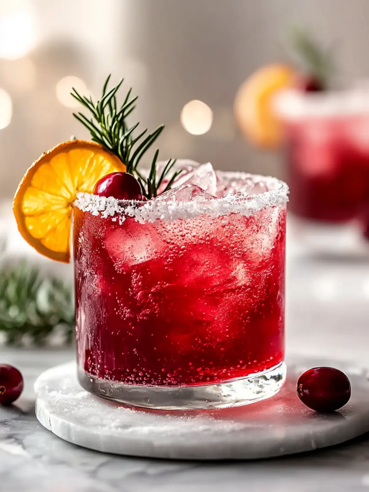 Spritziger Cranberry Rosmarin Cocktail