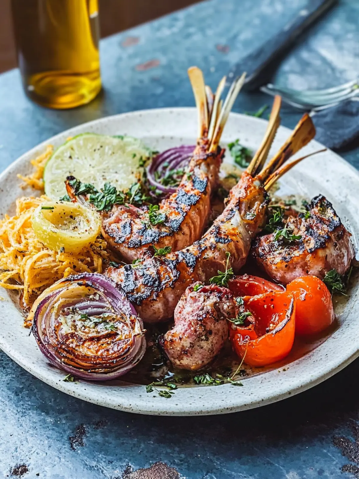 Grilled lamb chops with herb butter
