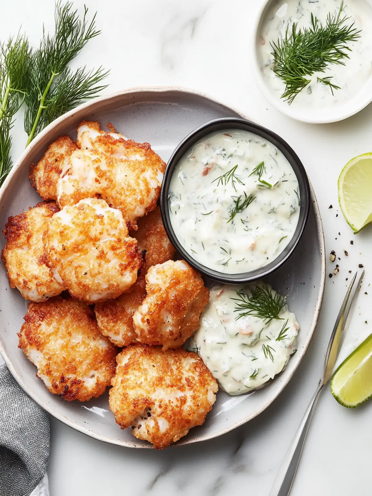 Lachskroketten mit Dillsauce