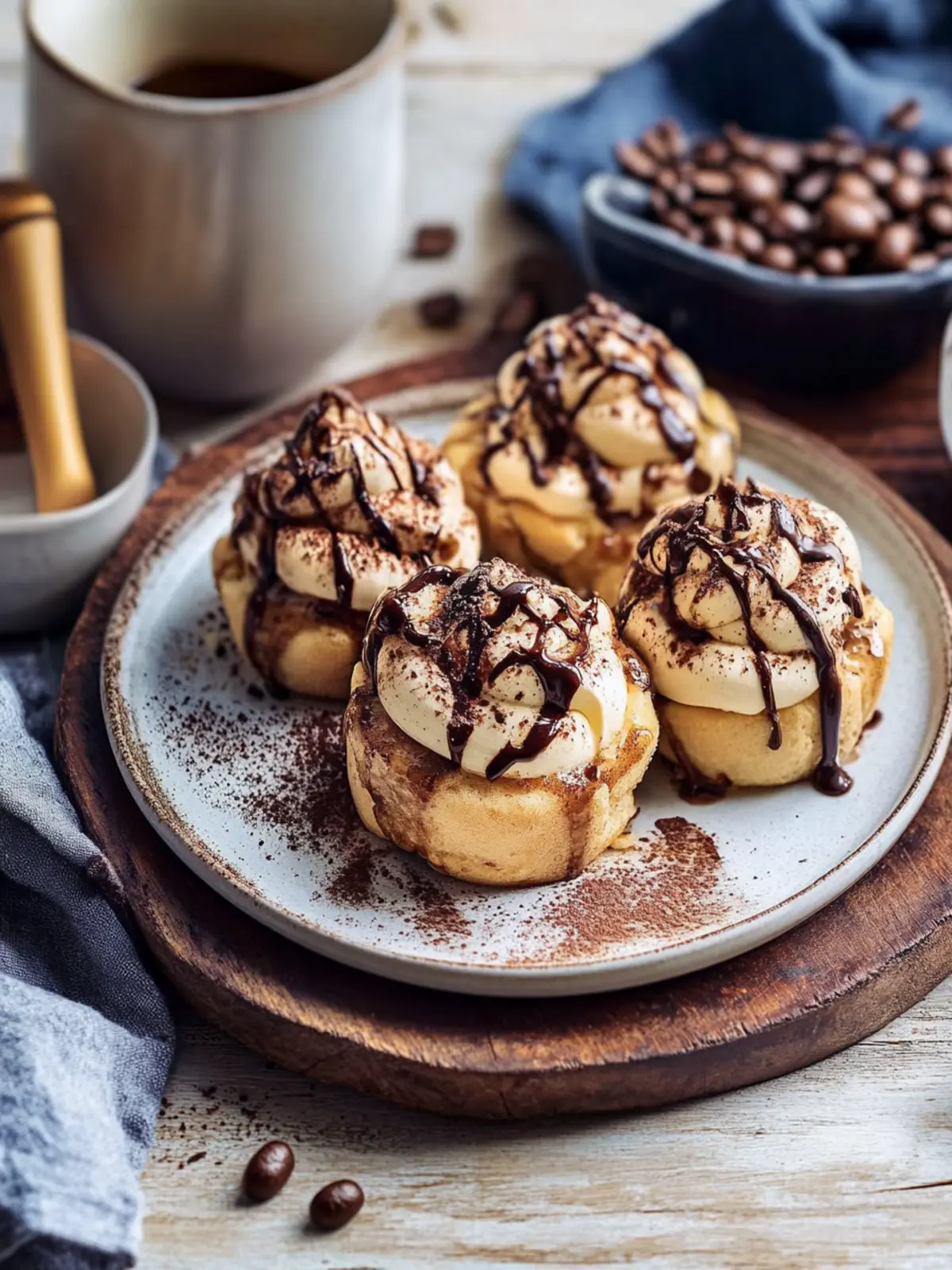 Zimtschnecken mit Schokolade und Kaffeeguss