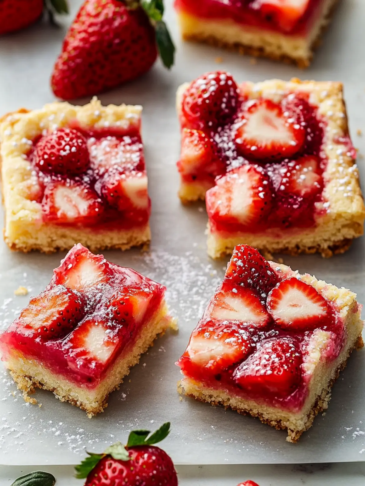 Blechpfanne Erdbeer-Shortbread-Keks-Riegel mit Topping