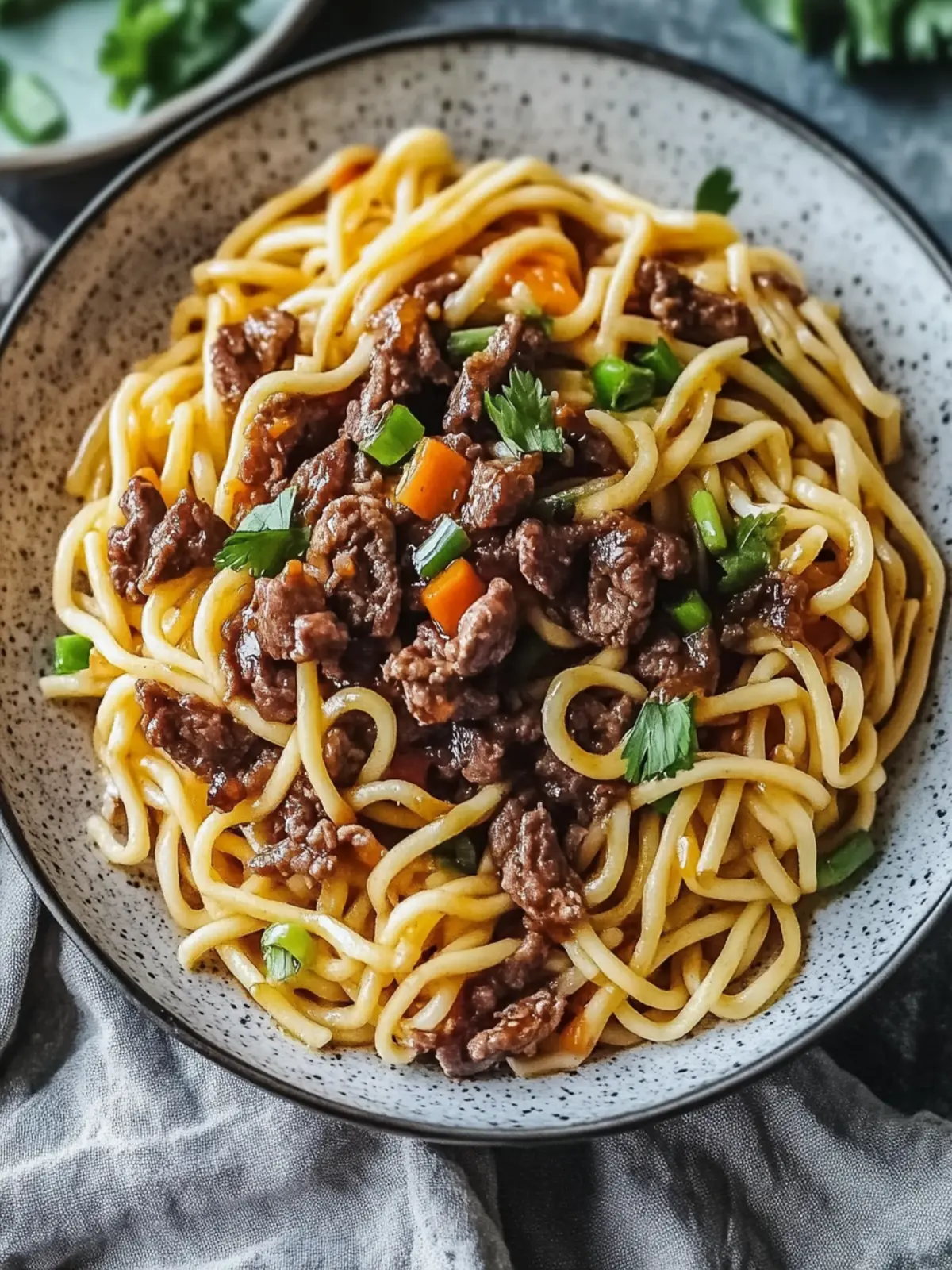 Mongolische Nudeln mit Hackfleisch