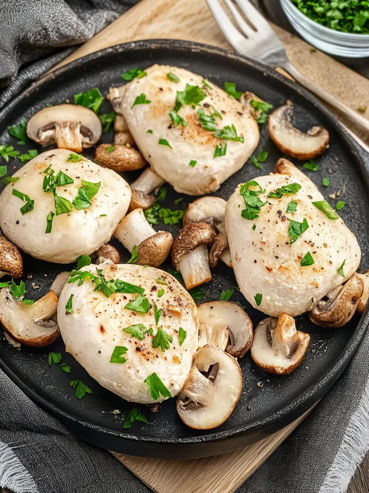 Hähnchenbrust auf Champignons