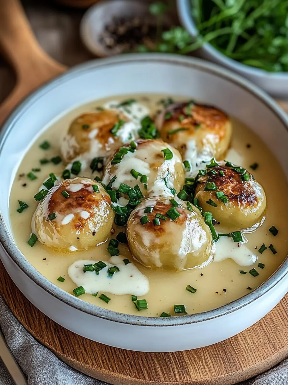 Hackbällchen in cremiger Sauce mit Kartoffelpüree