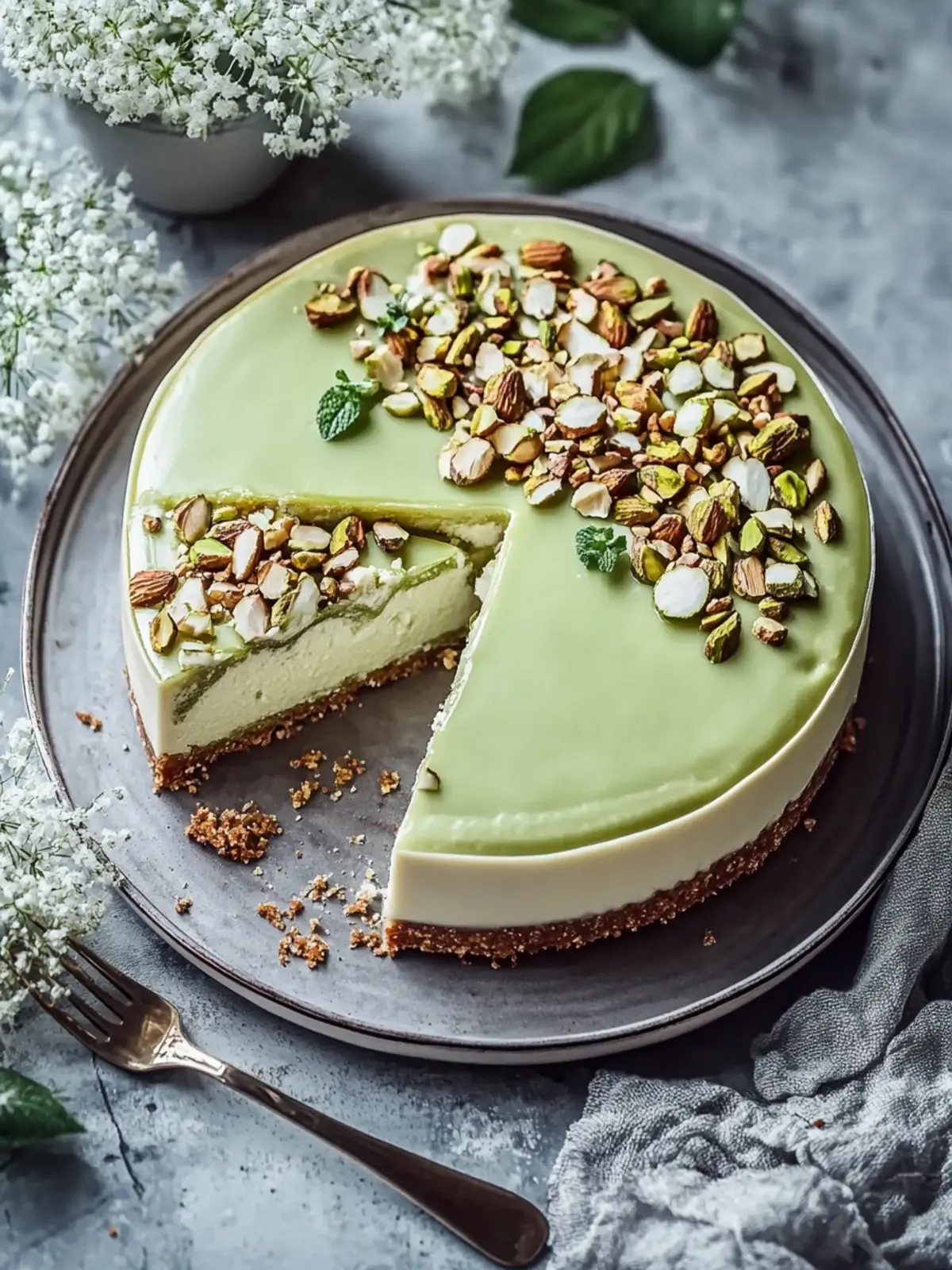 Cremiger Pistazienkäsekuchen