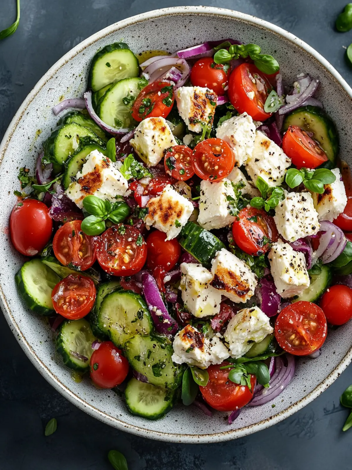 Griechischer Salat mit Hähnchen