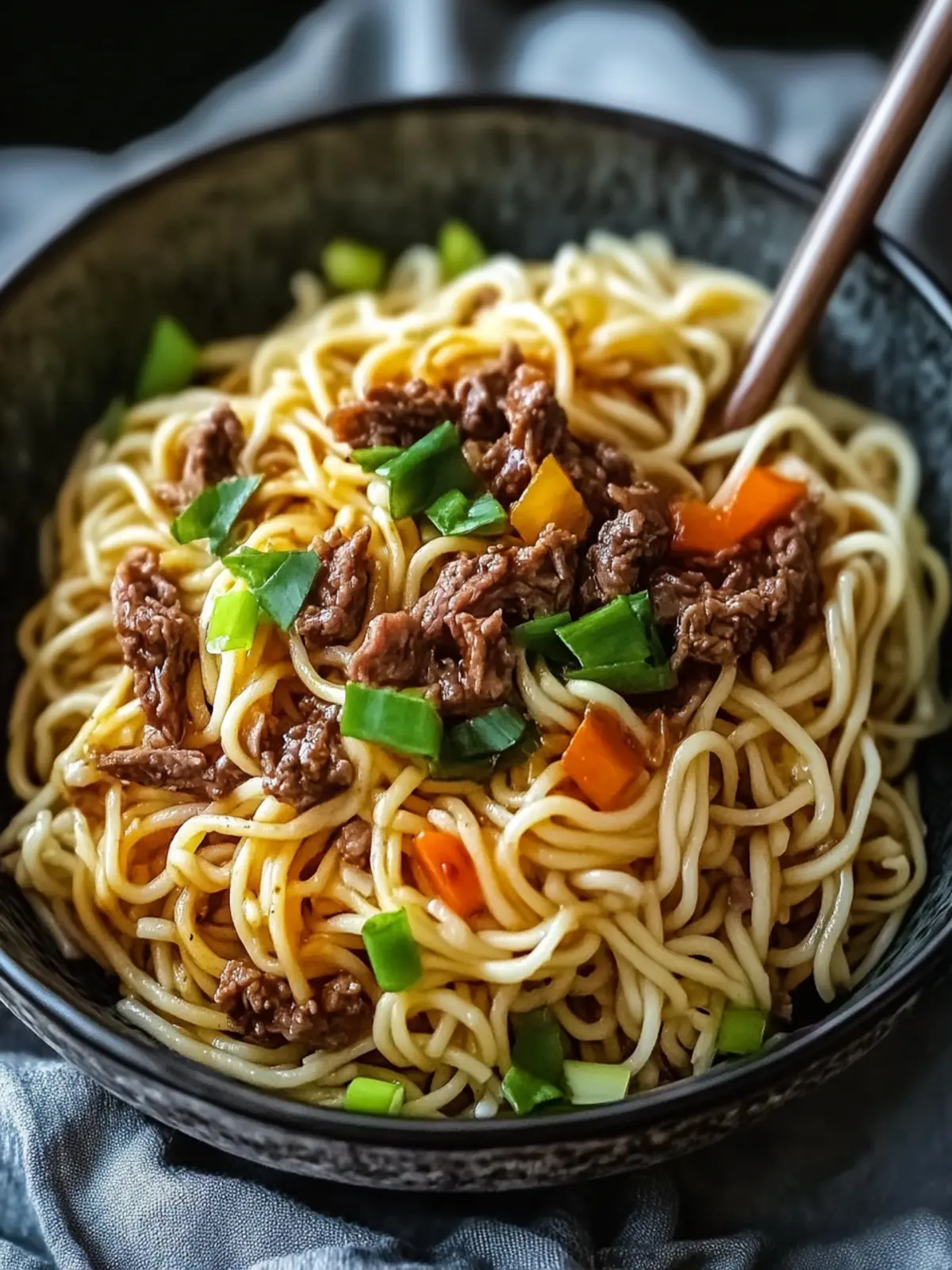 Mongolische Nudeln mit Hackfleisch