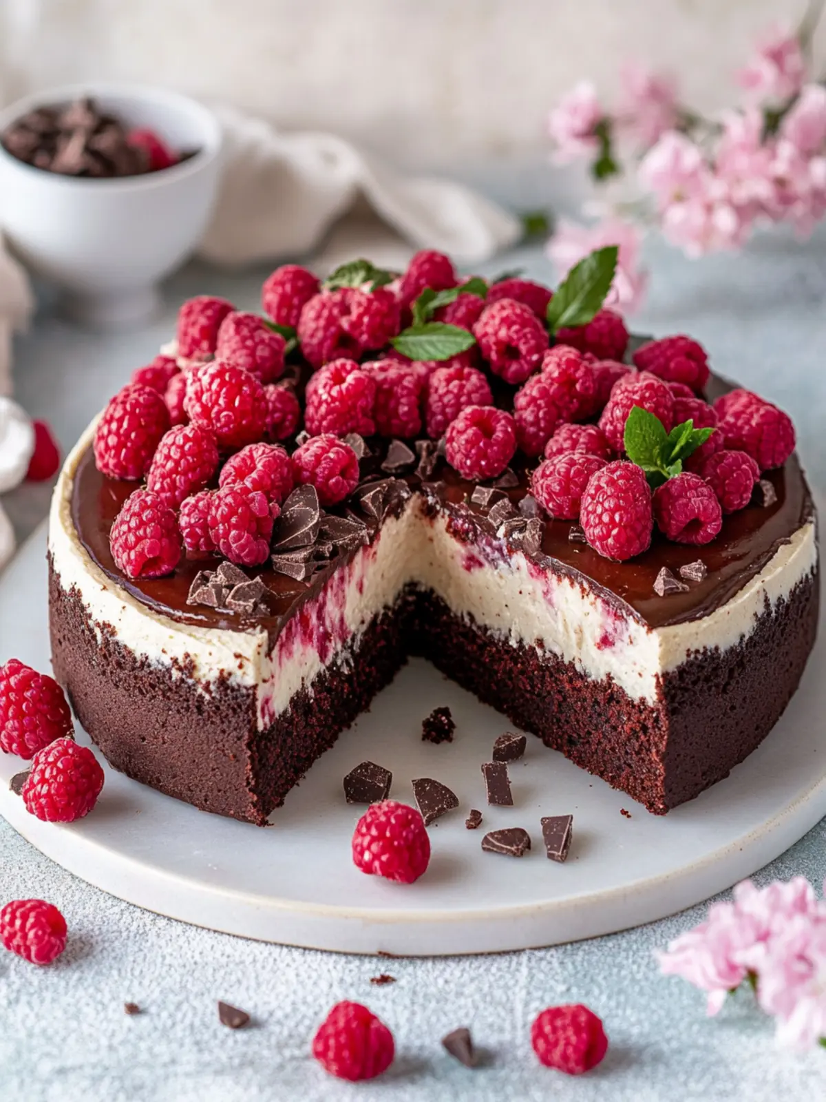 Himbeer Schoko Brownie Torte zum Muttertag