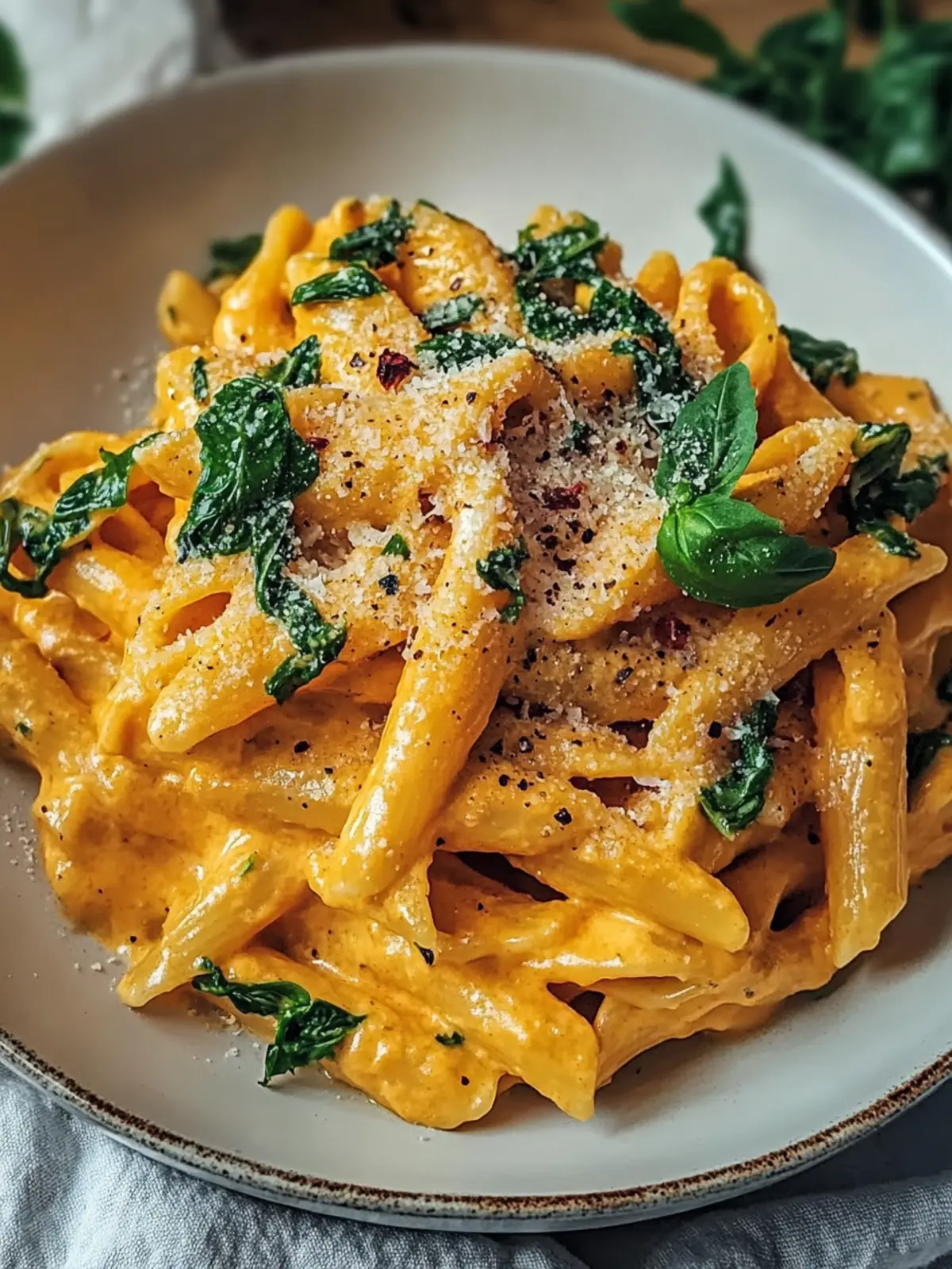 Veganer Kürbis-Pasta mit cremiger Kokossoße