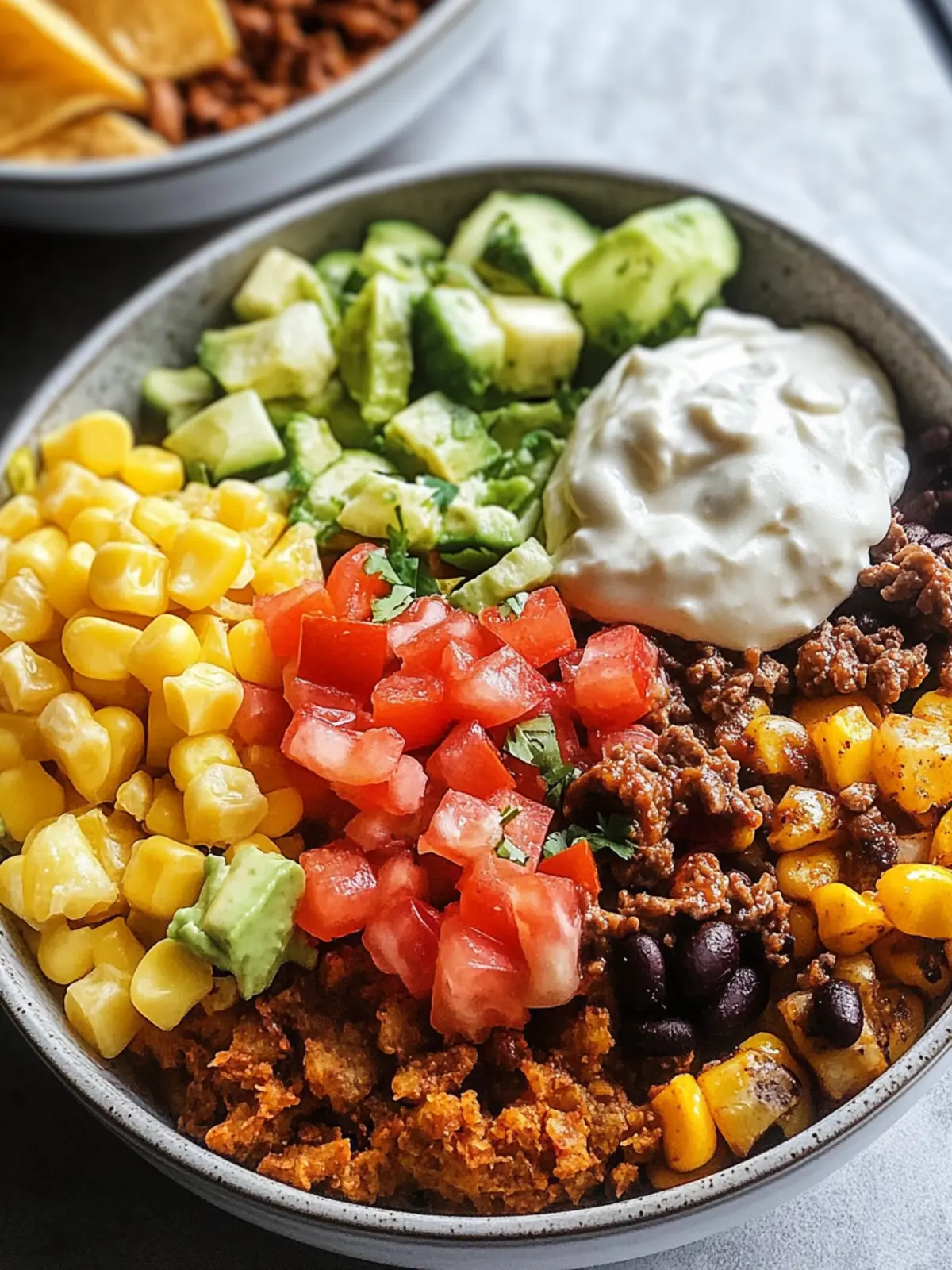 Schnelle Kartoffel Taco Schüssel Mahlzeitenvorbereitung