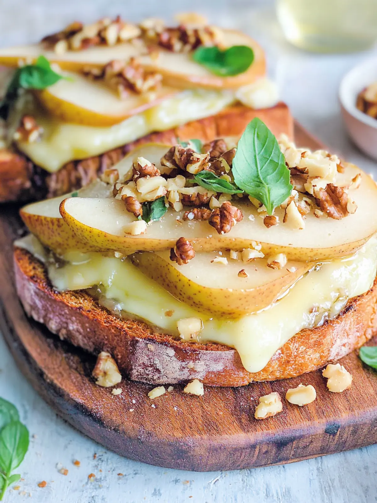 Overcooked cheese toast with fresh pear and walnut - Mother's Day cake recipes