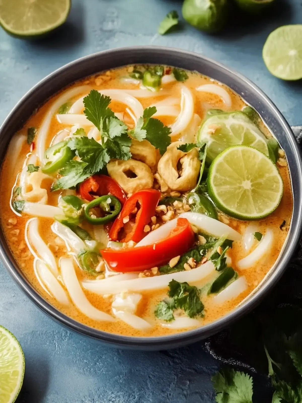 Udon Nudeln Rezept für eine schnelle Thai Curry Suppe