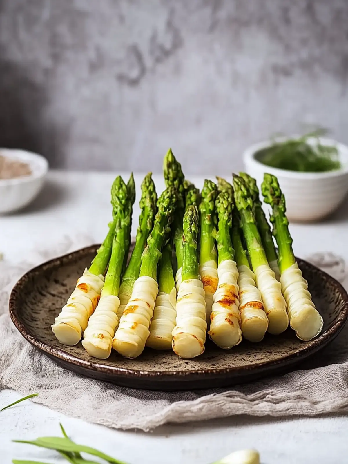 Grüner Spargel im Blätterteigmantel