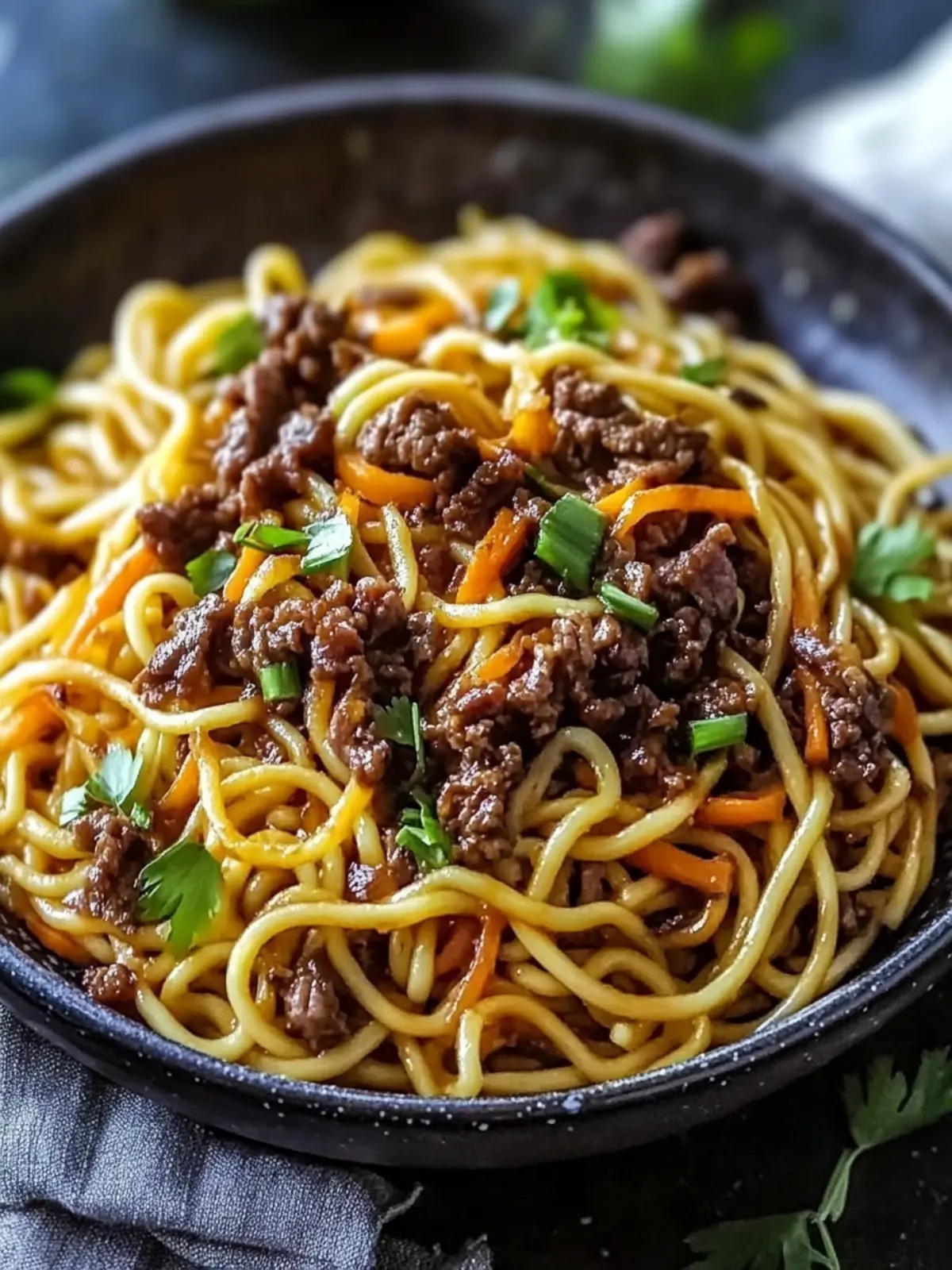 Mongolische Nudeln mit Hackfleisch