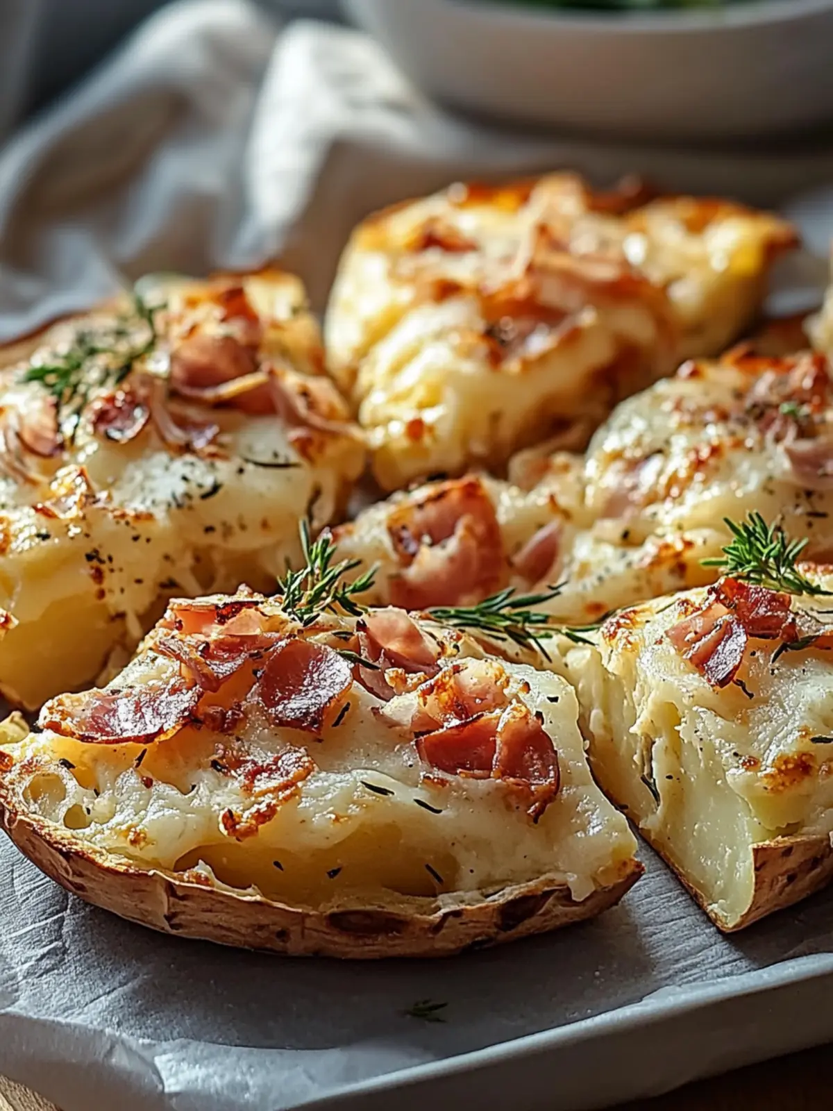 Gefüllte Kartoffeln Flammkuchen Art