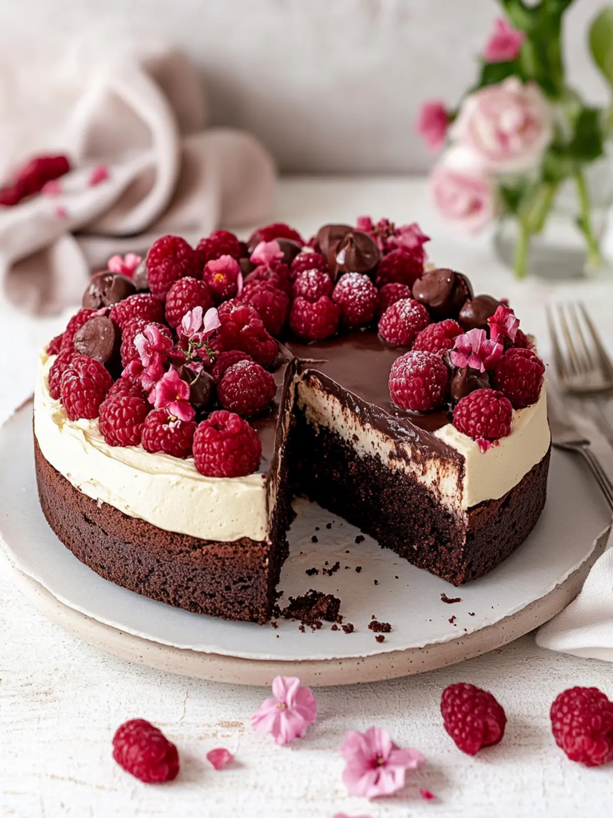 Himbeer Schoko Brownie Torte zum Muttertag