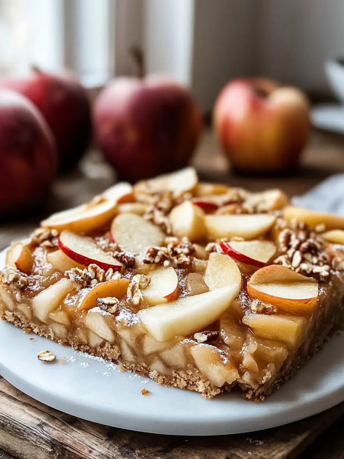 Apfelkuchen gebackene Haferflocken