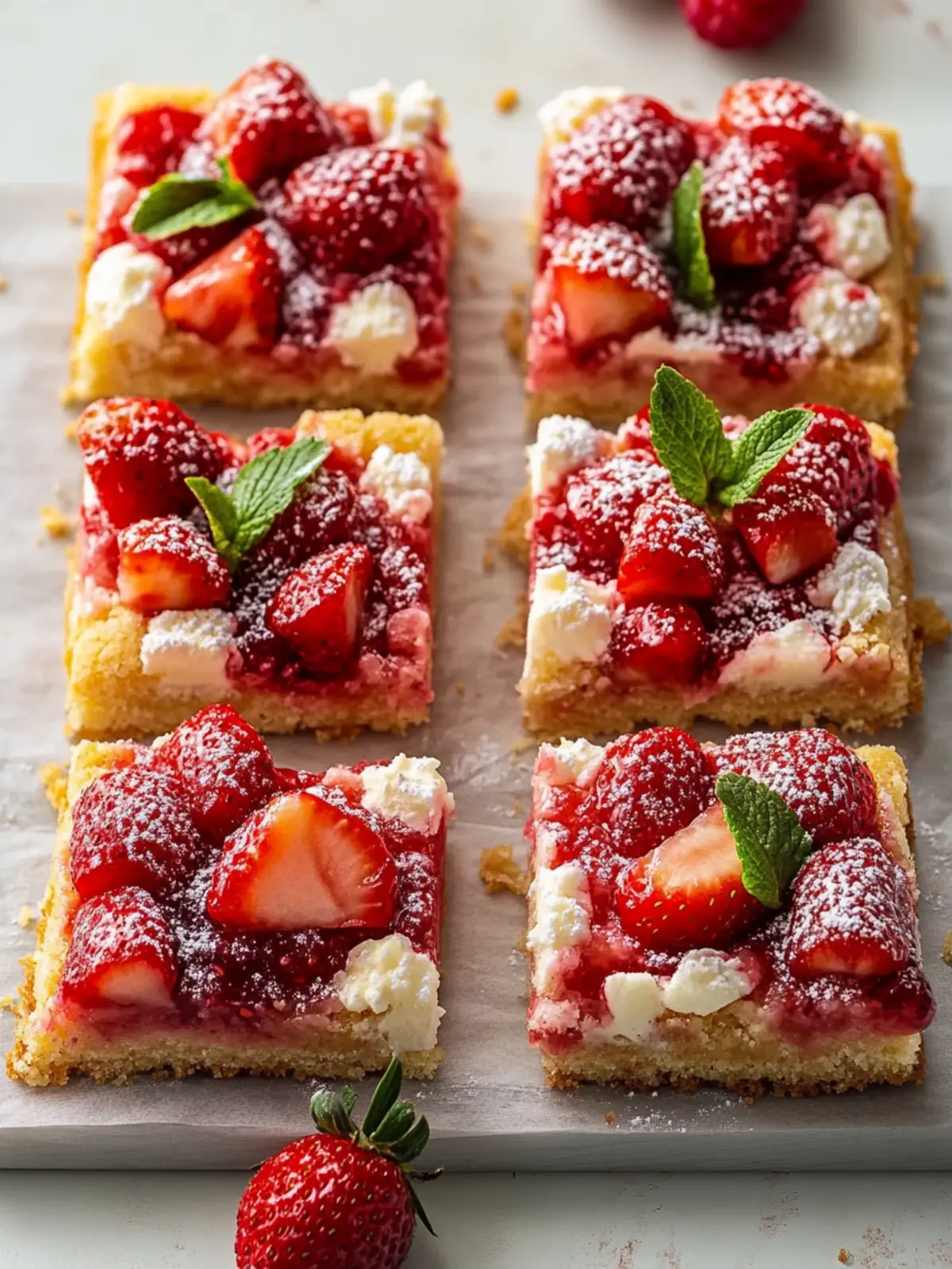 Blechpfanne Erdbeer-Shortbread-Keks-Riegel mit Topping