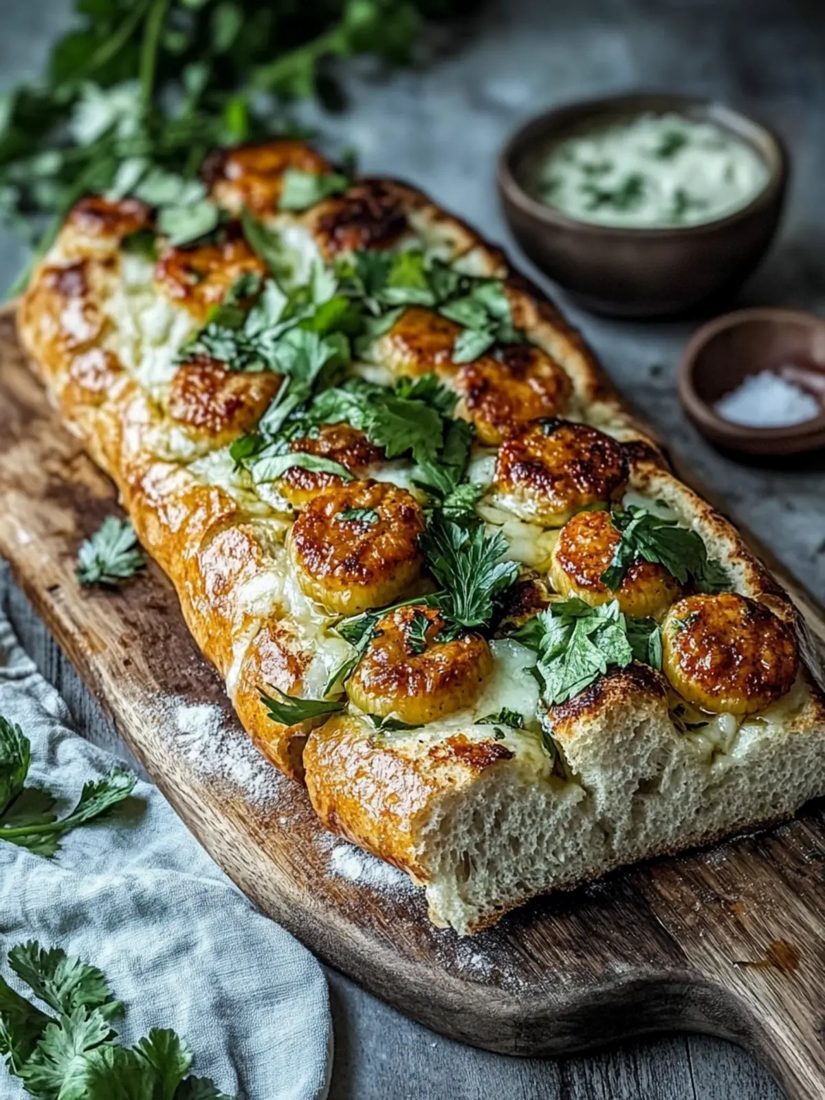 BBQ-Hühnchen-Fladenbrot Rezept mit Frischem Koriander