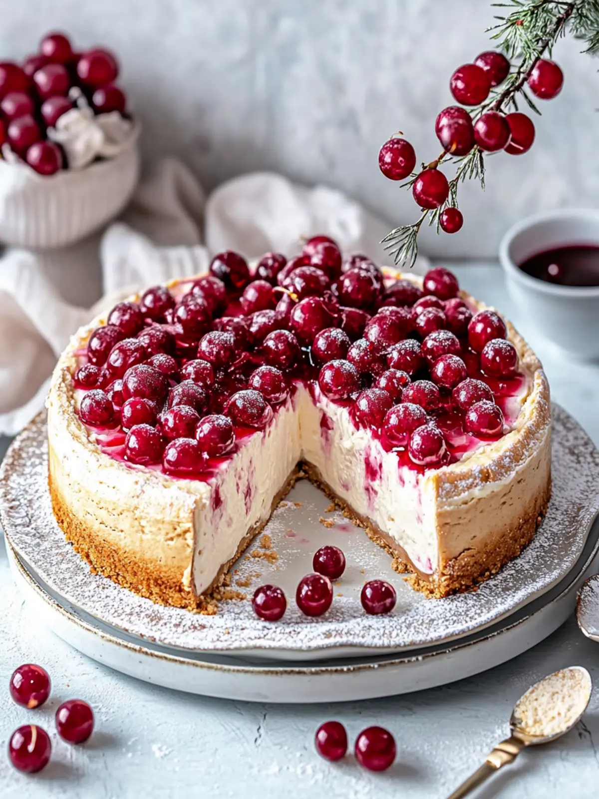 Cheesecake mit Mascarpone und Glühweinkirschen