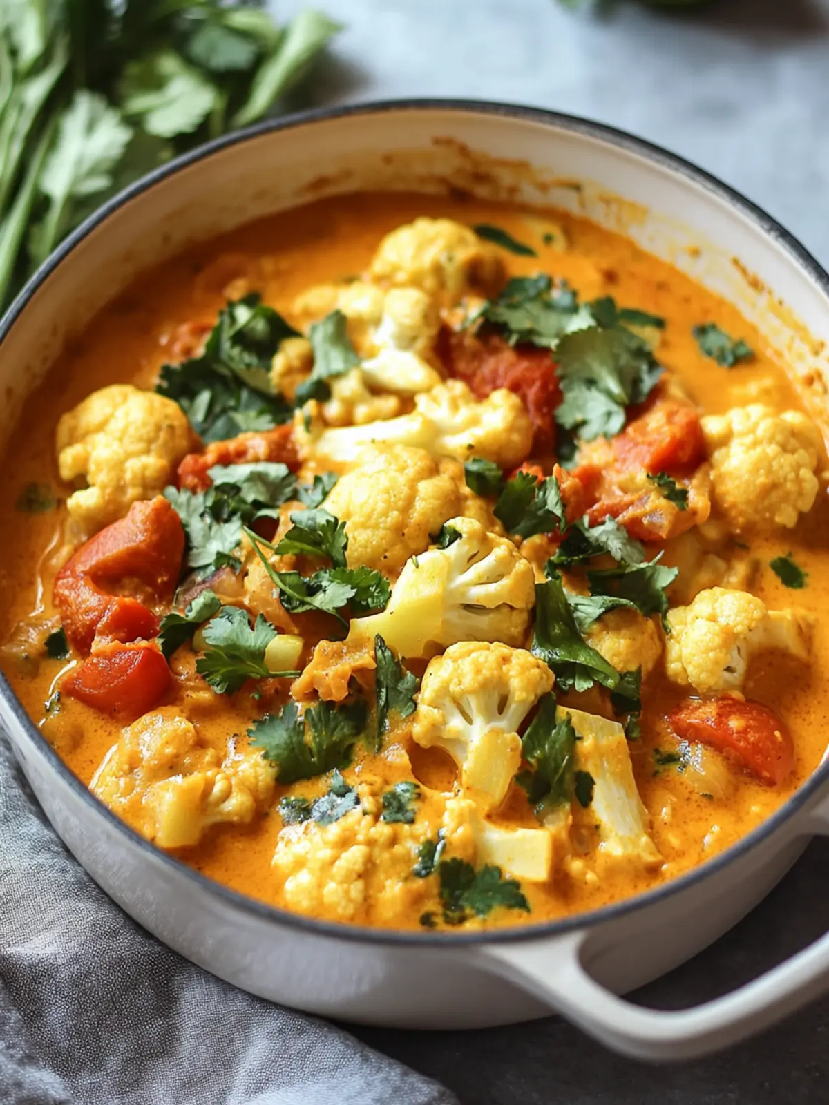 Creamy cauliflower curry from the oven