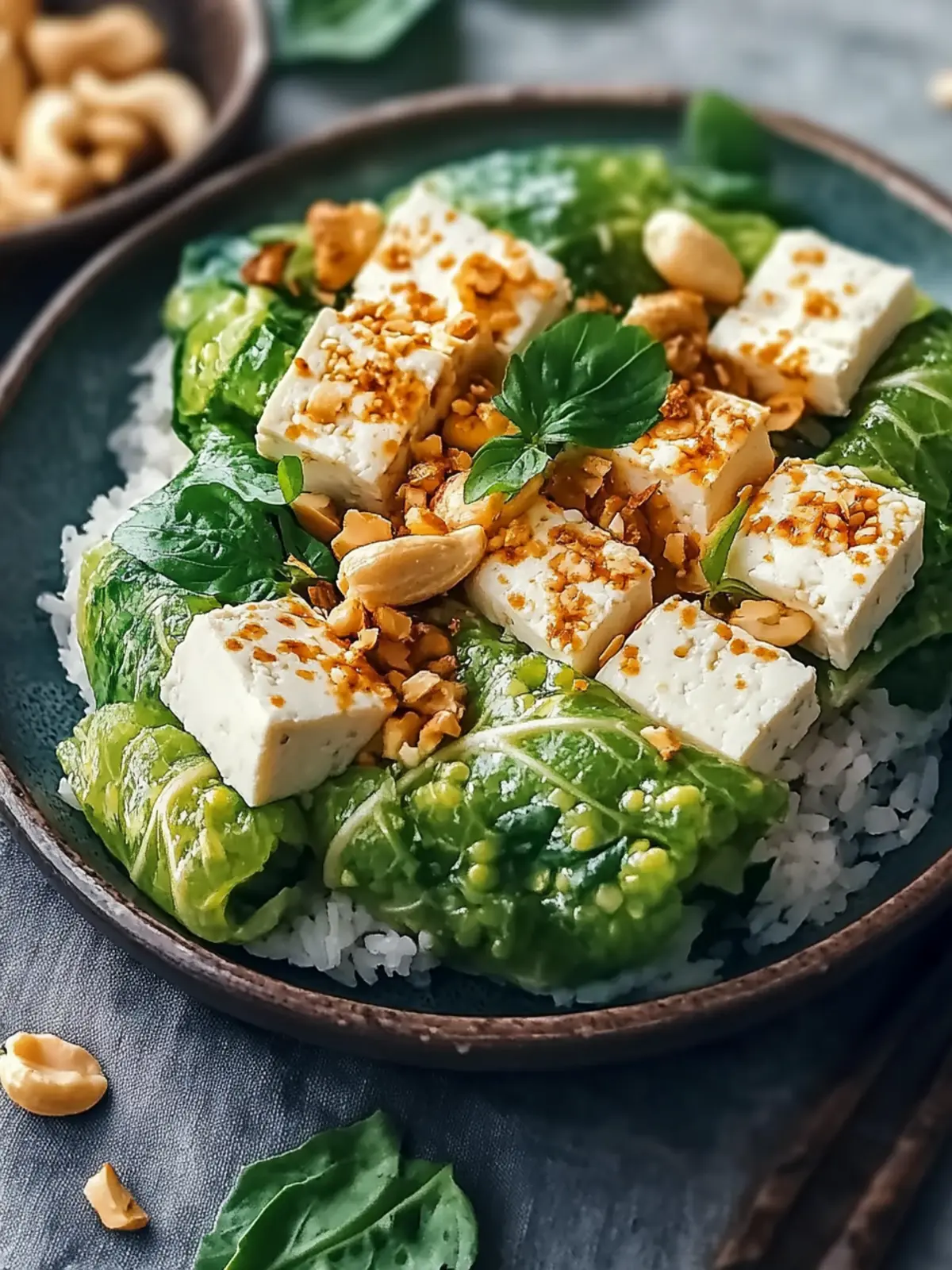 Vegane Kohlrouladen mit Tofu und Cashews