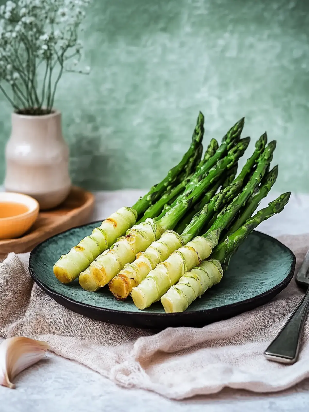 Grüner Spargel im Blätterteigmantel
