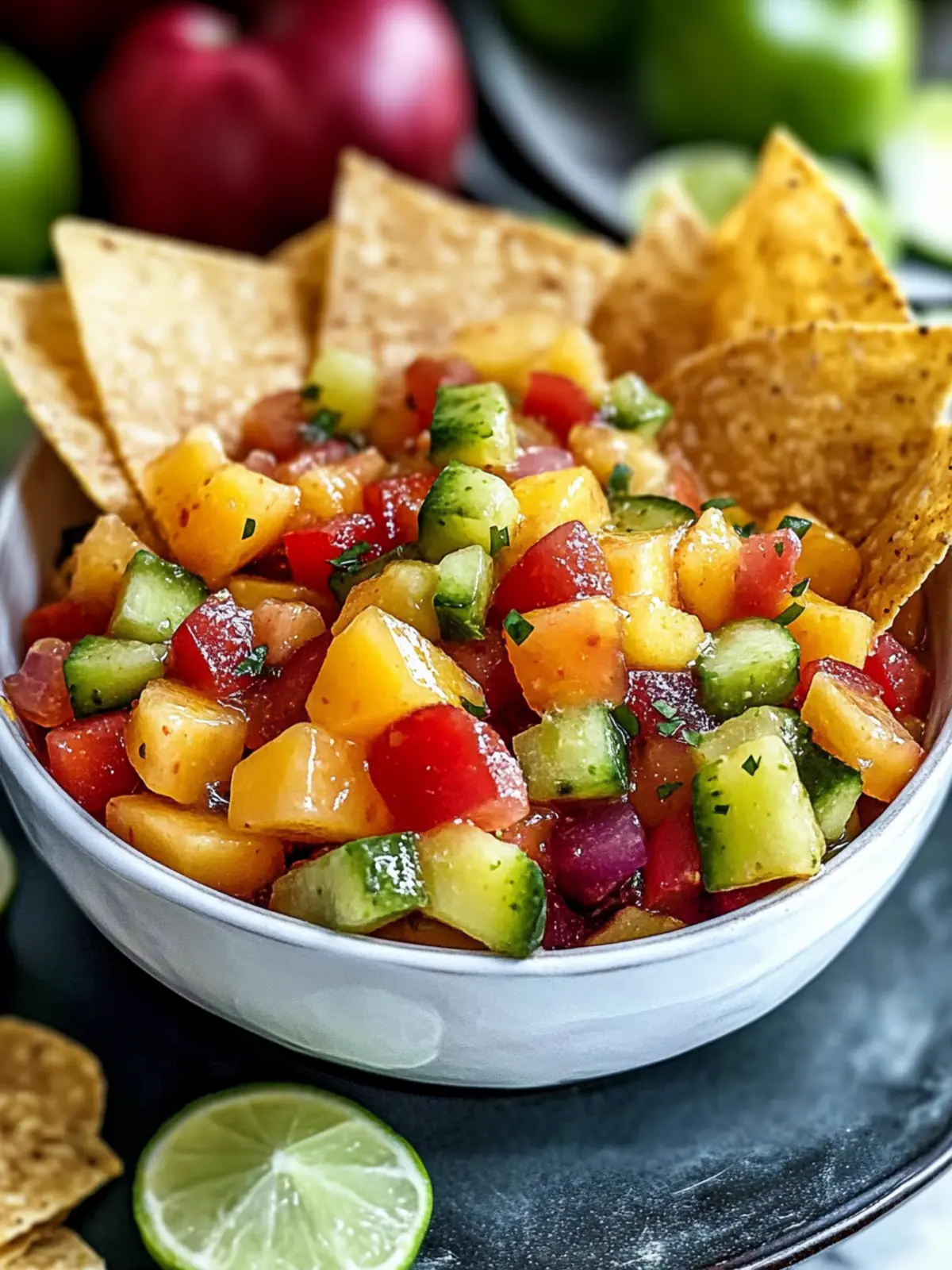 Fruit Salsa with Cinnamon Sugar Tortilla Chips Delight