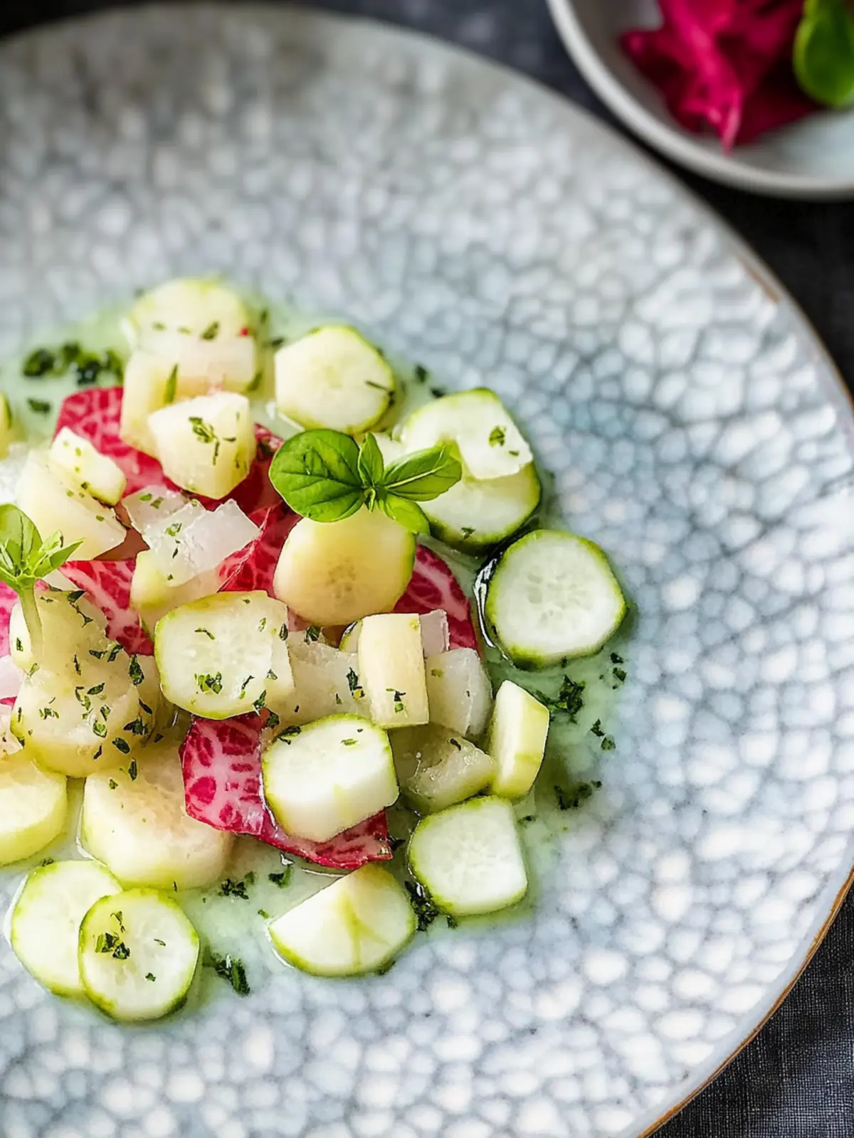 Kohlrabi-Carpaccio mit Rhabarber-Chutney
