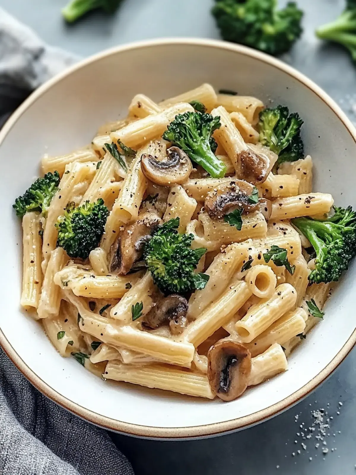 Veganer Pilz- und Brokkoli-Pasta