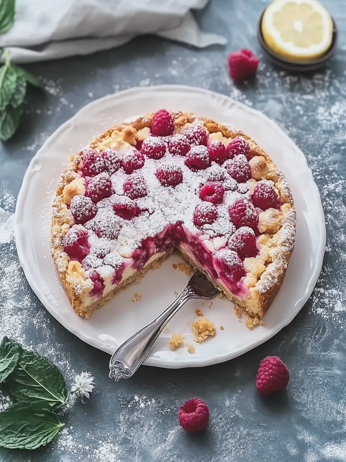 Crispy plum cake with crumb topping enjoy