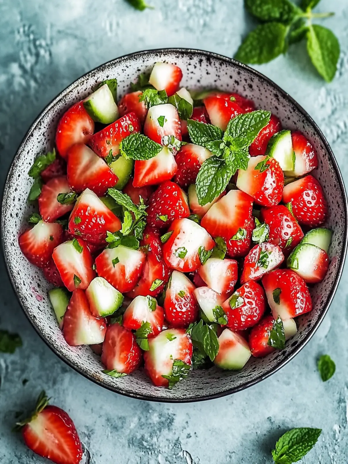 Frischer Gurken Erdbeer Salat