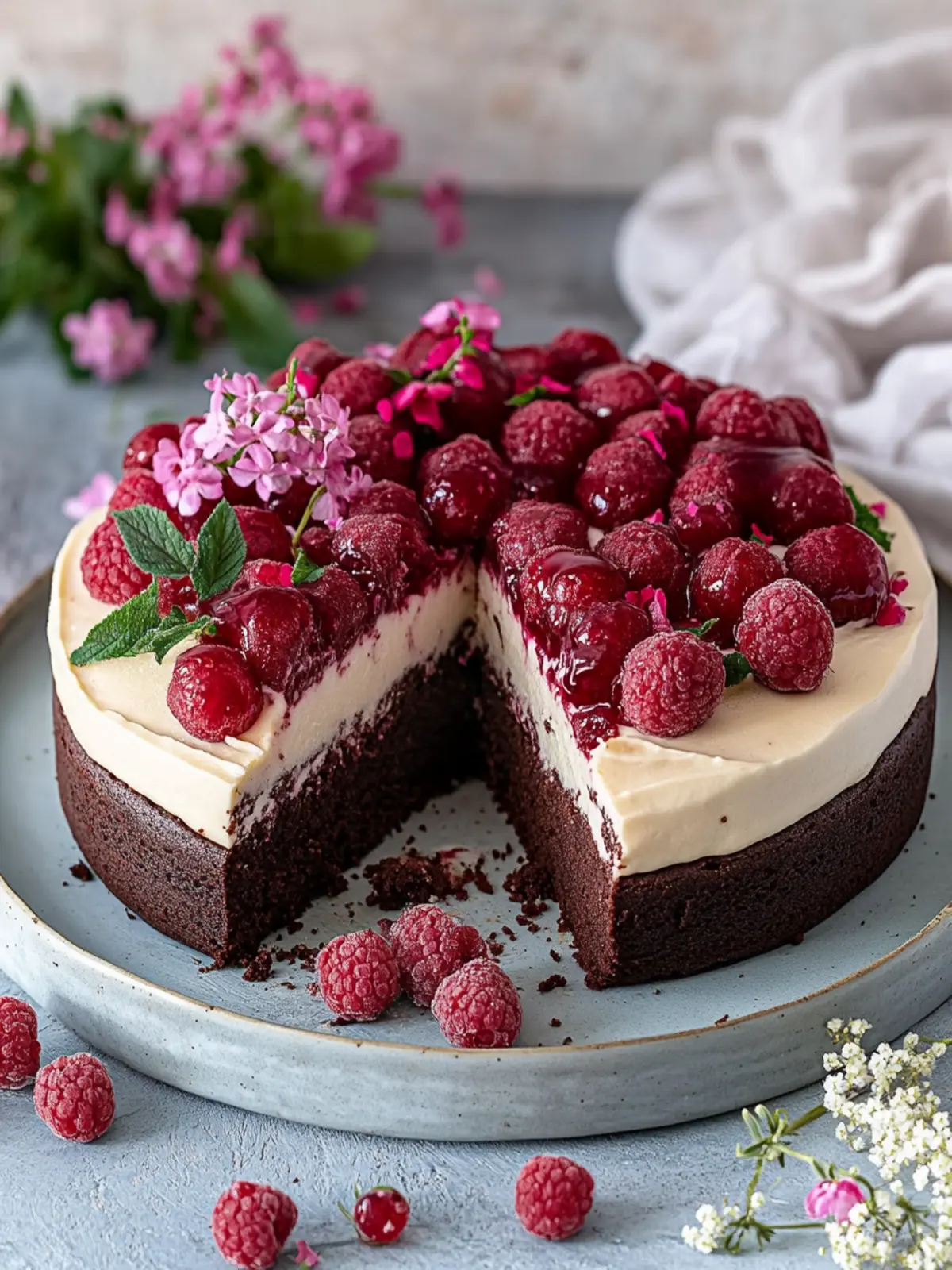 Himbeer Schoko Brownie Torte zum Muttertag