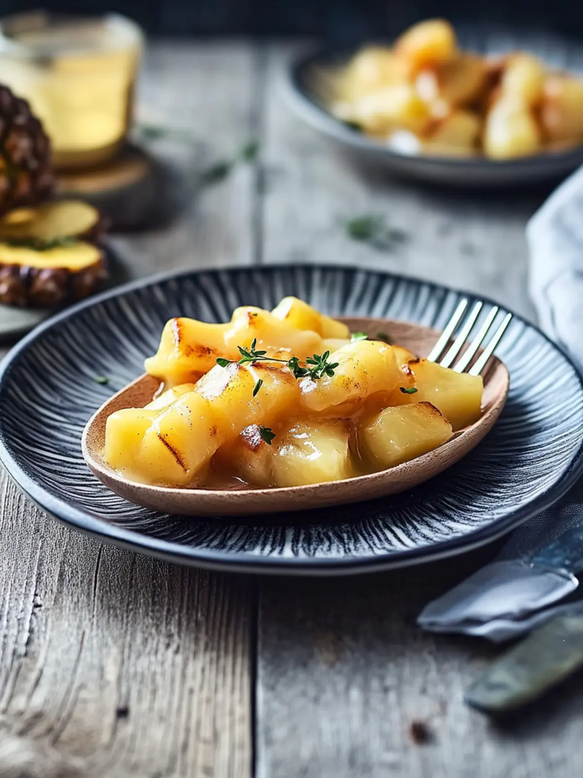 Raclette-Pfännchen mit Garnelen und Ananas