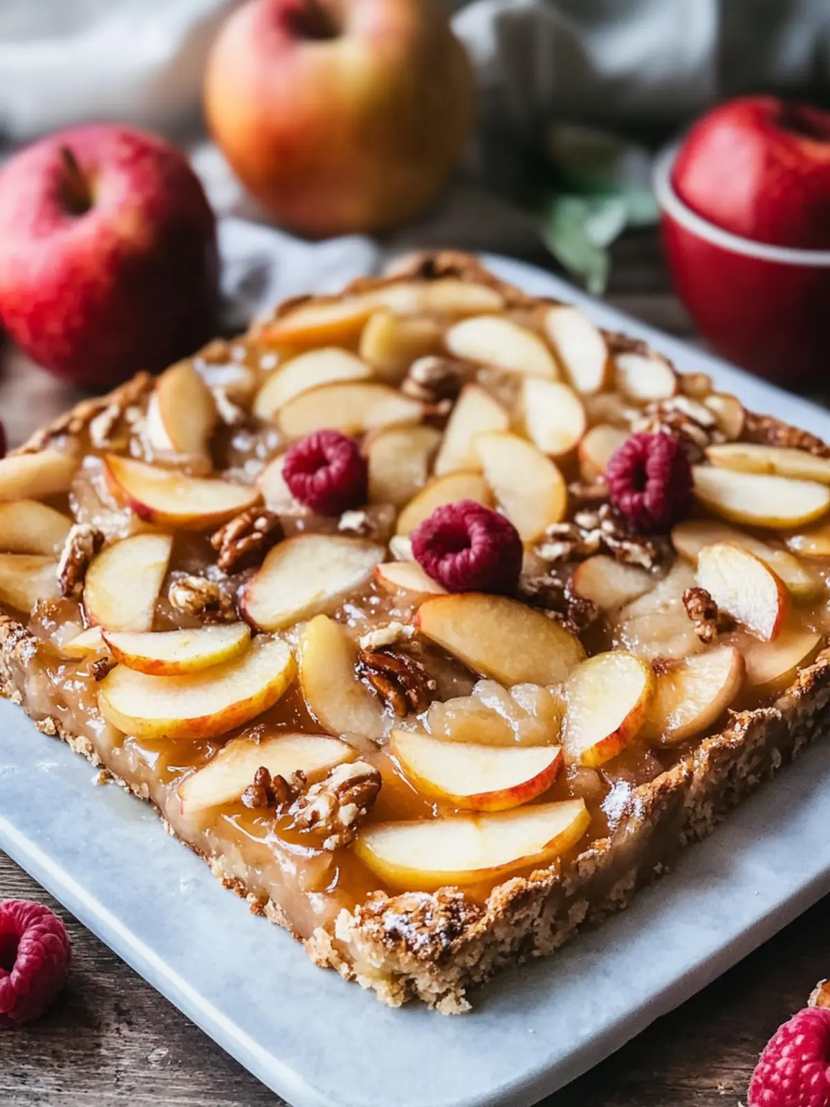 Apfelkuchen gebackene Haferflocken