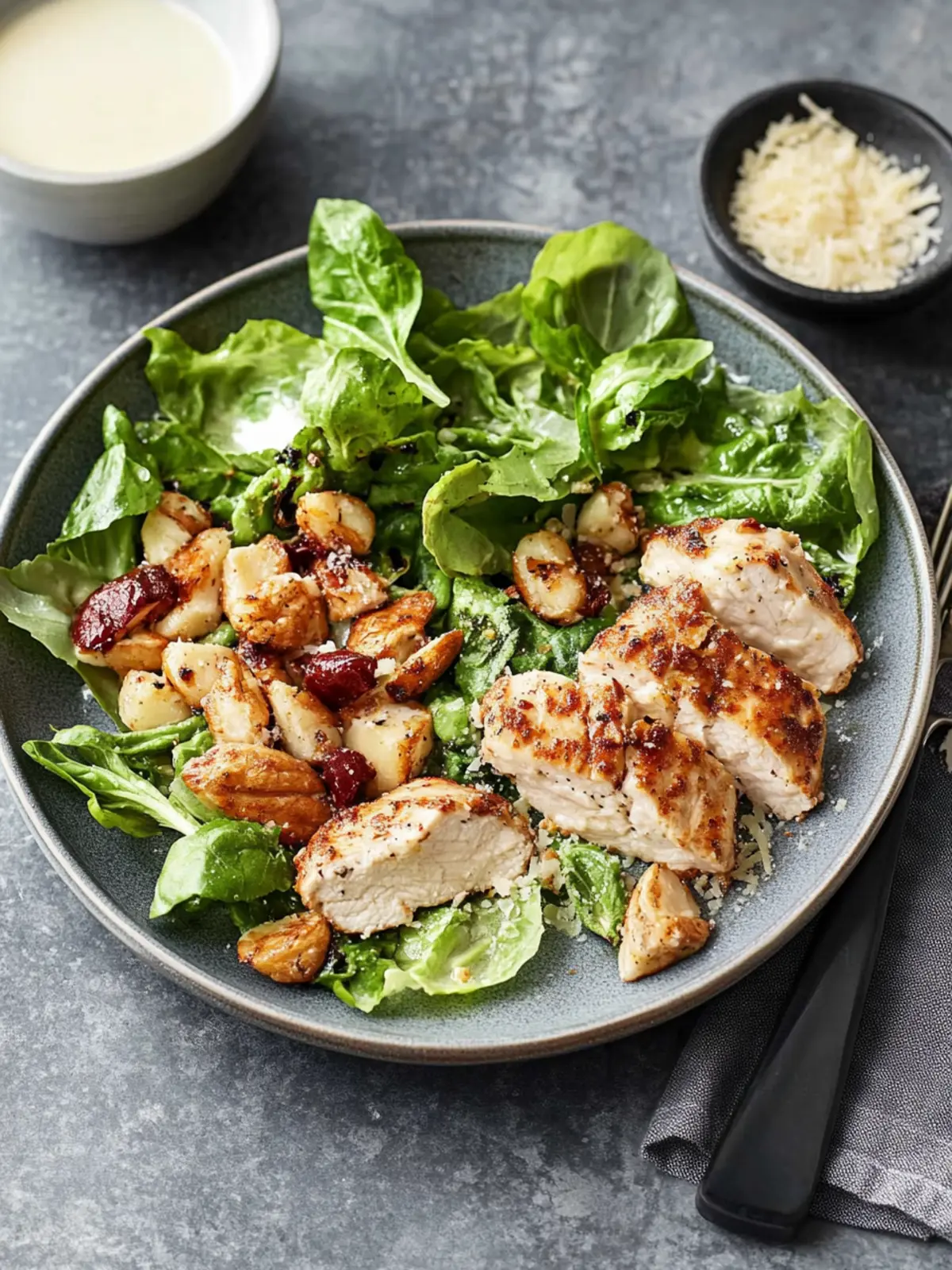 Fried chicken breast with parmesan dressing