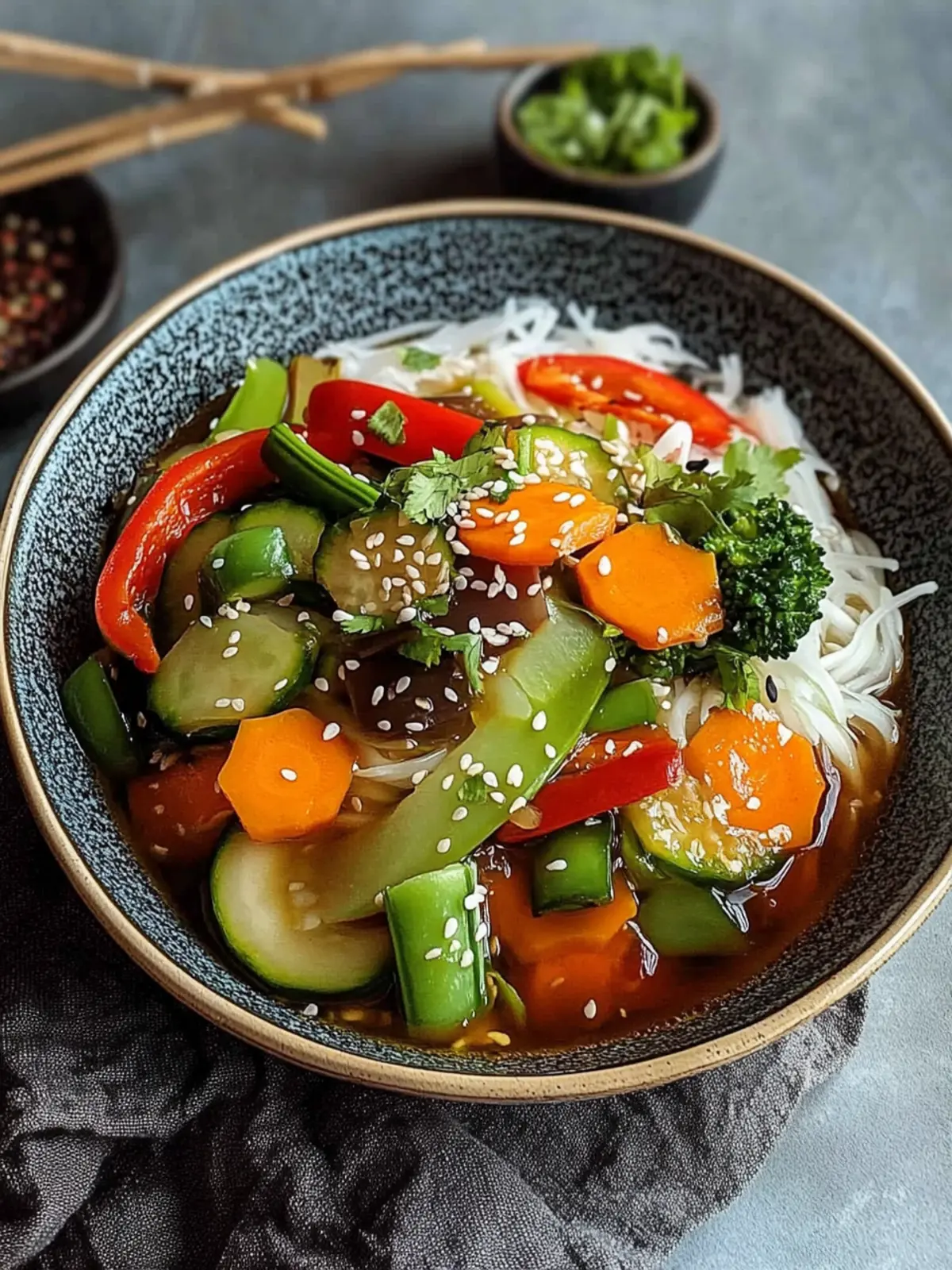 Vegetarische Asiatische Gemüsepfanne Niedriger Kohlenhydratgehalt