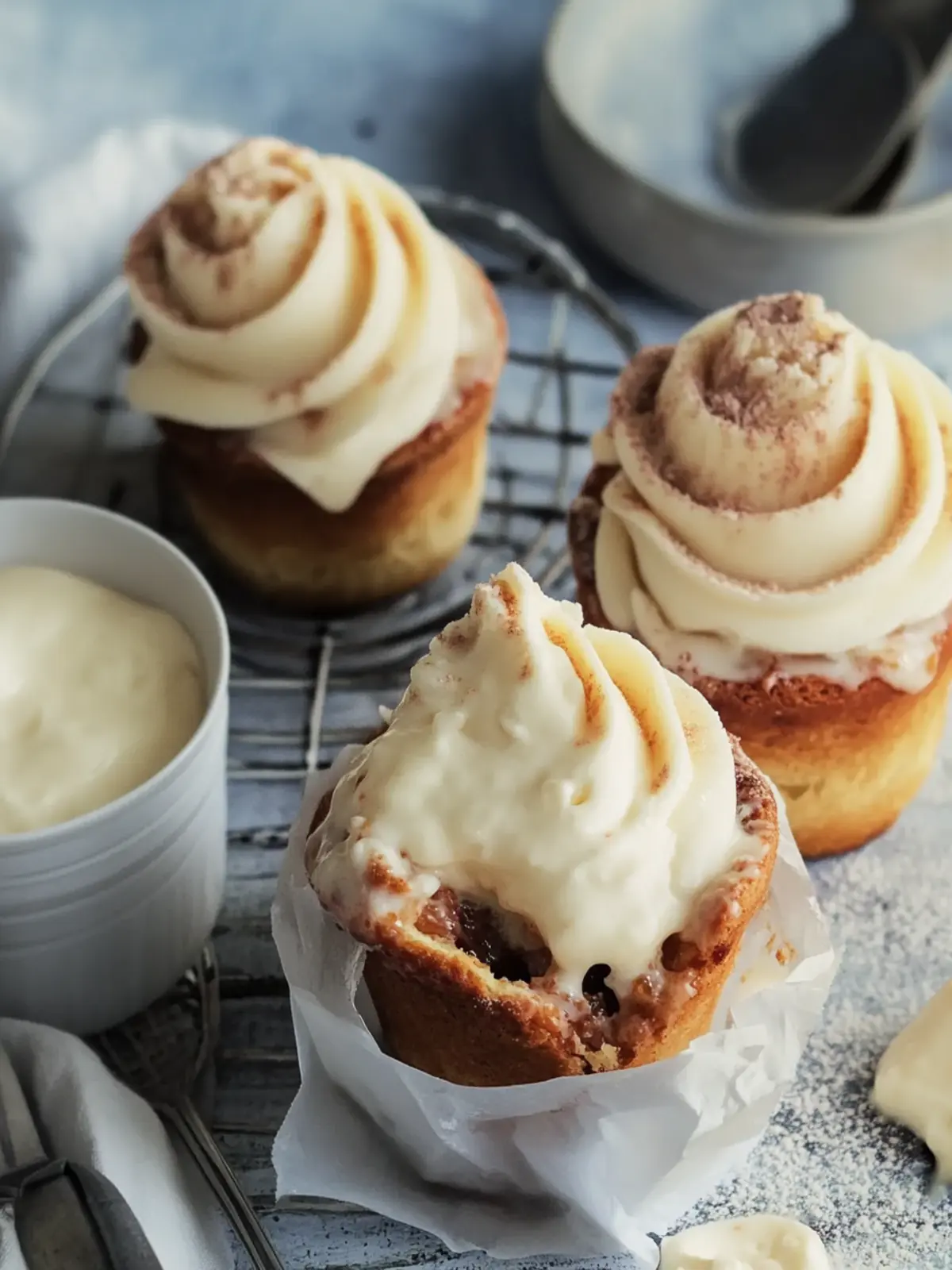 Juicy cinnamon rolls with cream cheese frosting