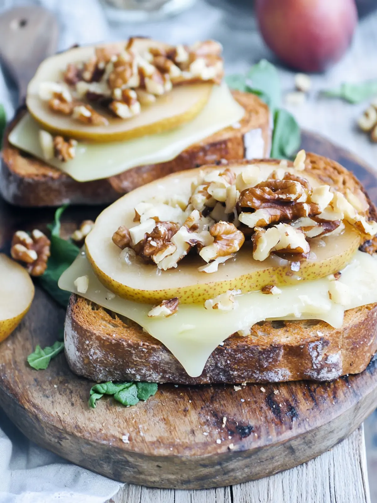 Overcooked cheese toast with fresh pear and walnut - Mother's Day cake recipes