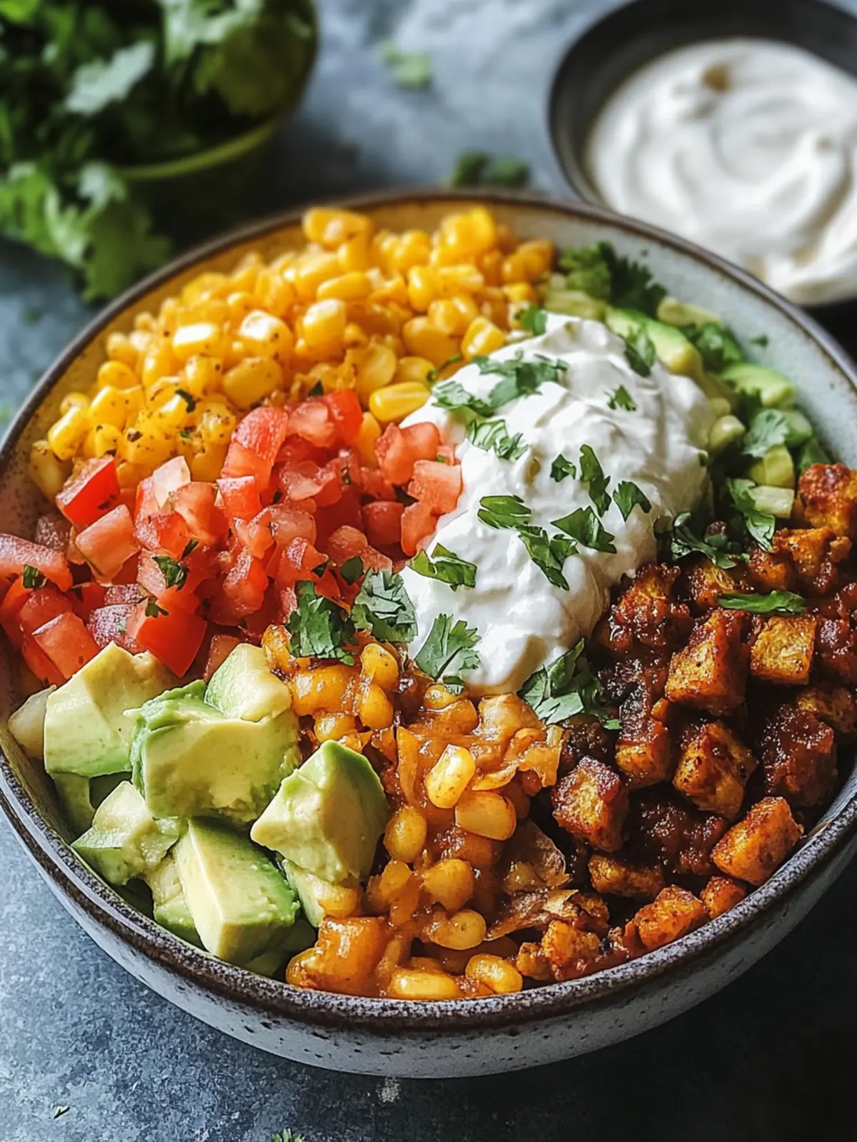 Schnelle Kartoffel Taco Schüssel Mahlzeitenvorbereitung