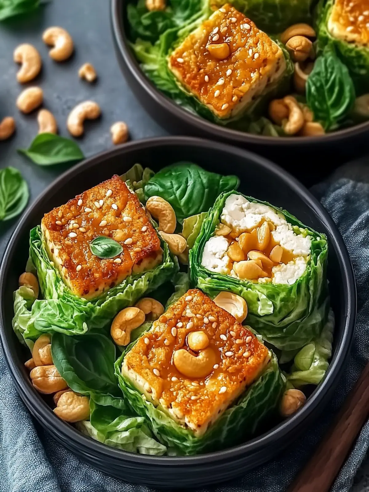 Vegane Kohlrouladen mit Tofu und Cashews