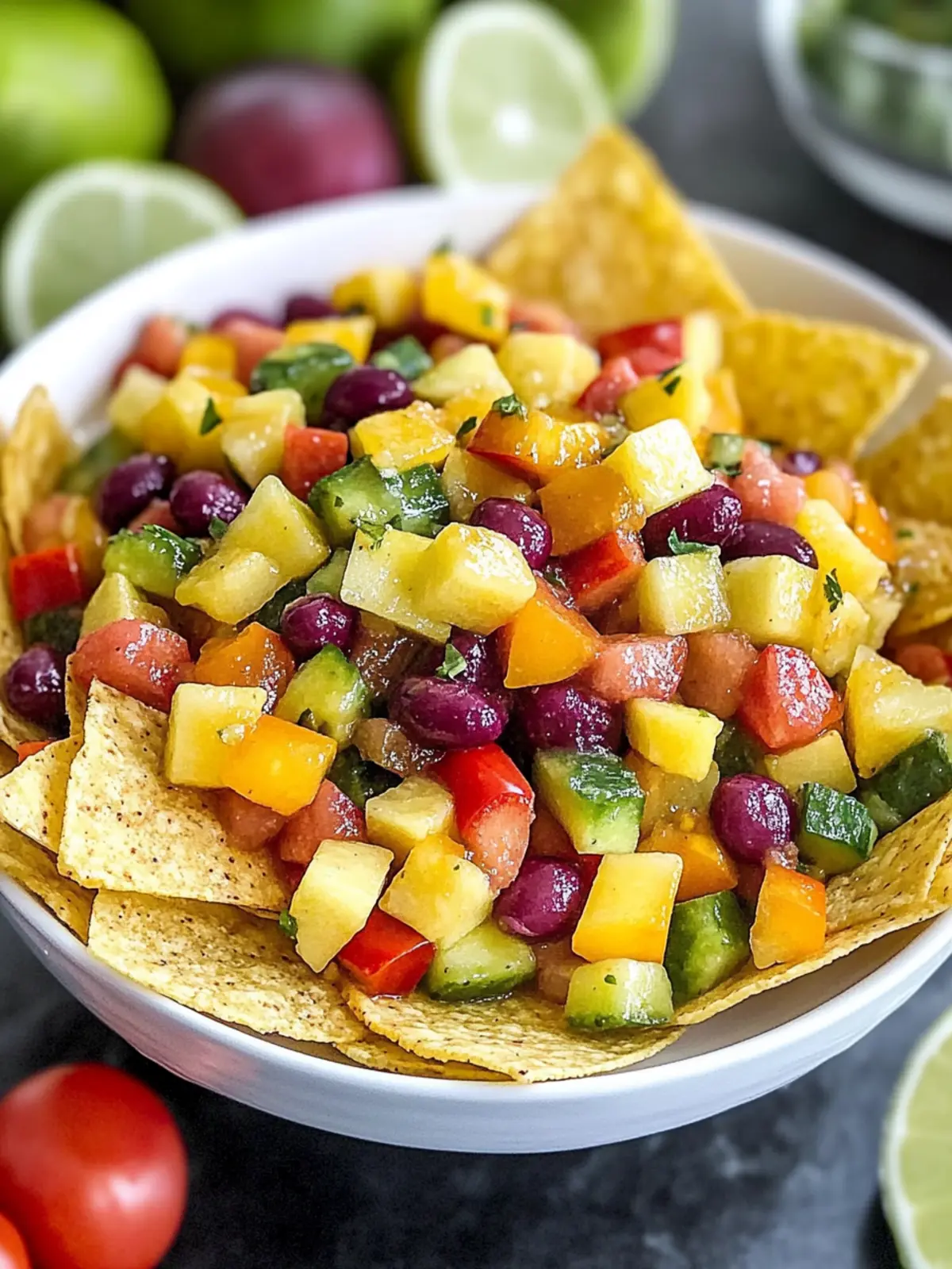 Fruit Salsa with Cinnamon Sugar Tortilla Chips Delight