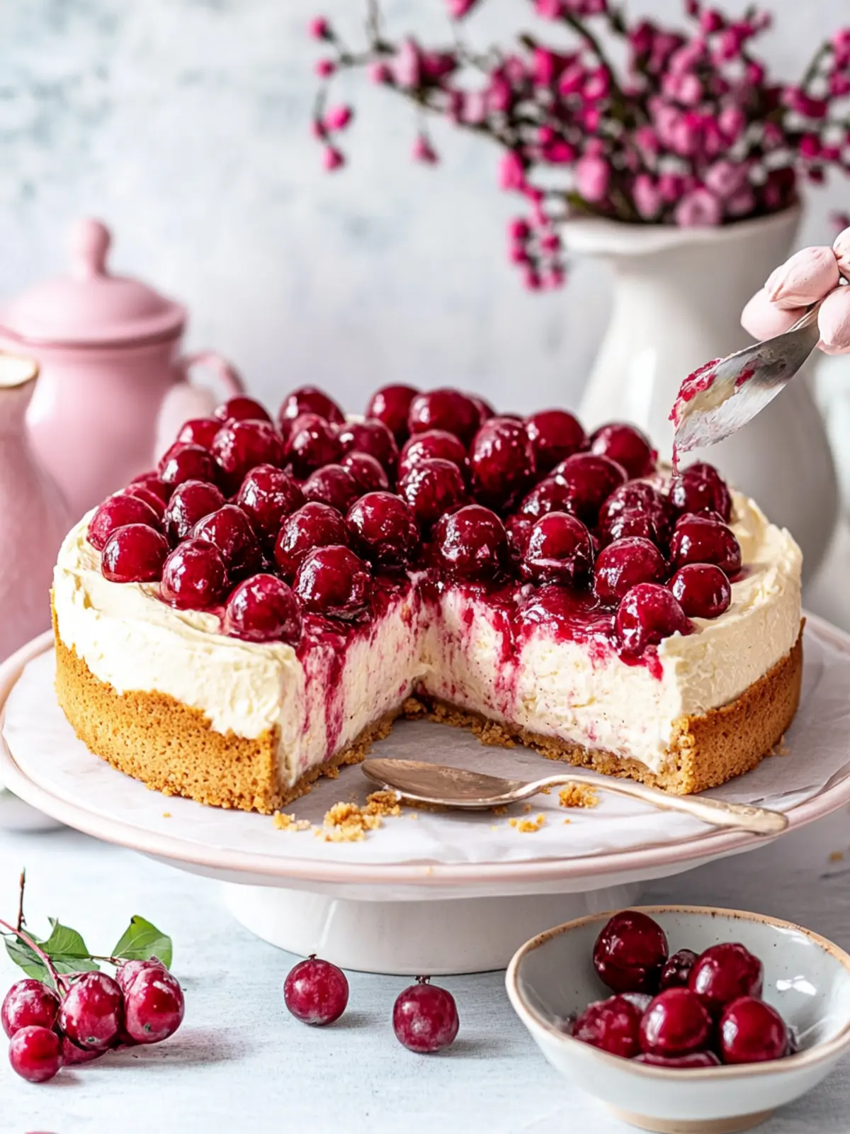 Cheesecake mit Mascarpone und Glühweinkirschen